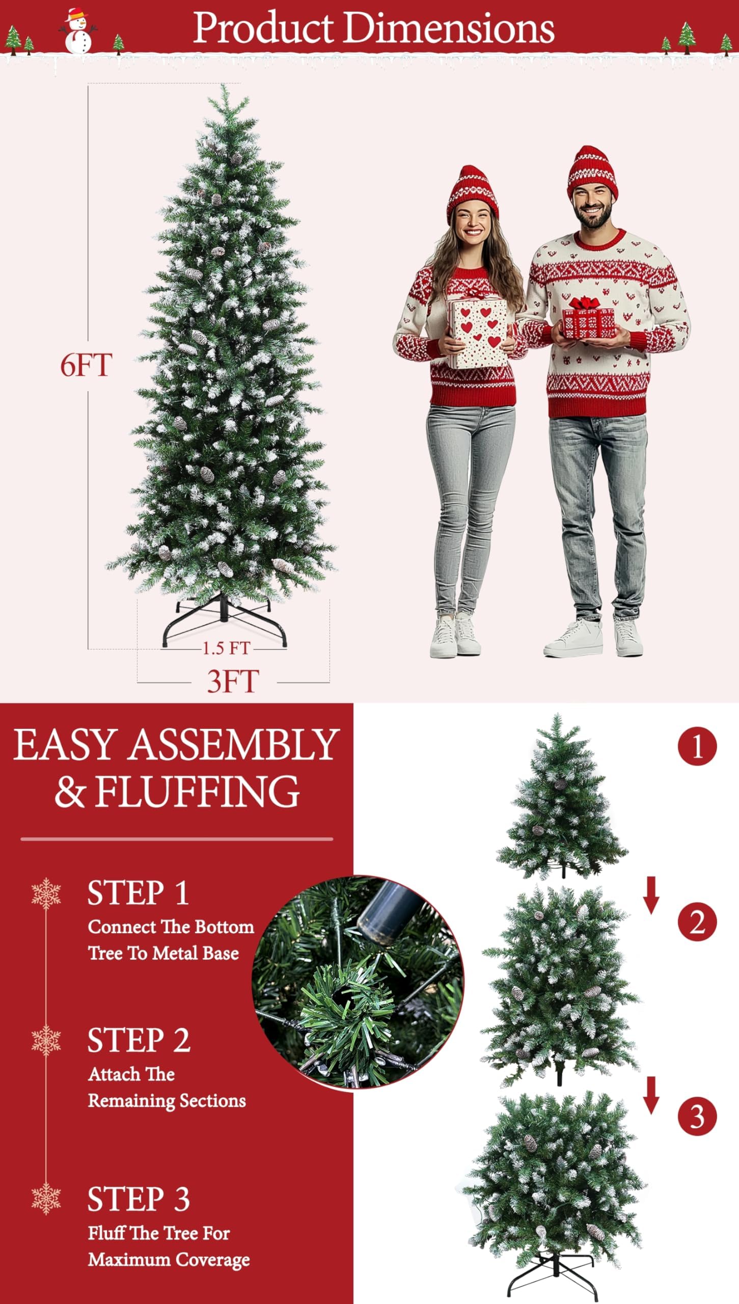 Foto 5 pulgar | Árbol De Navidad Turnmeon Prelit Fraser Fir De 6 Pies Con 250 Led - Venta Internacional.