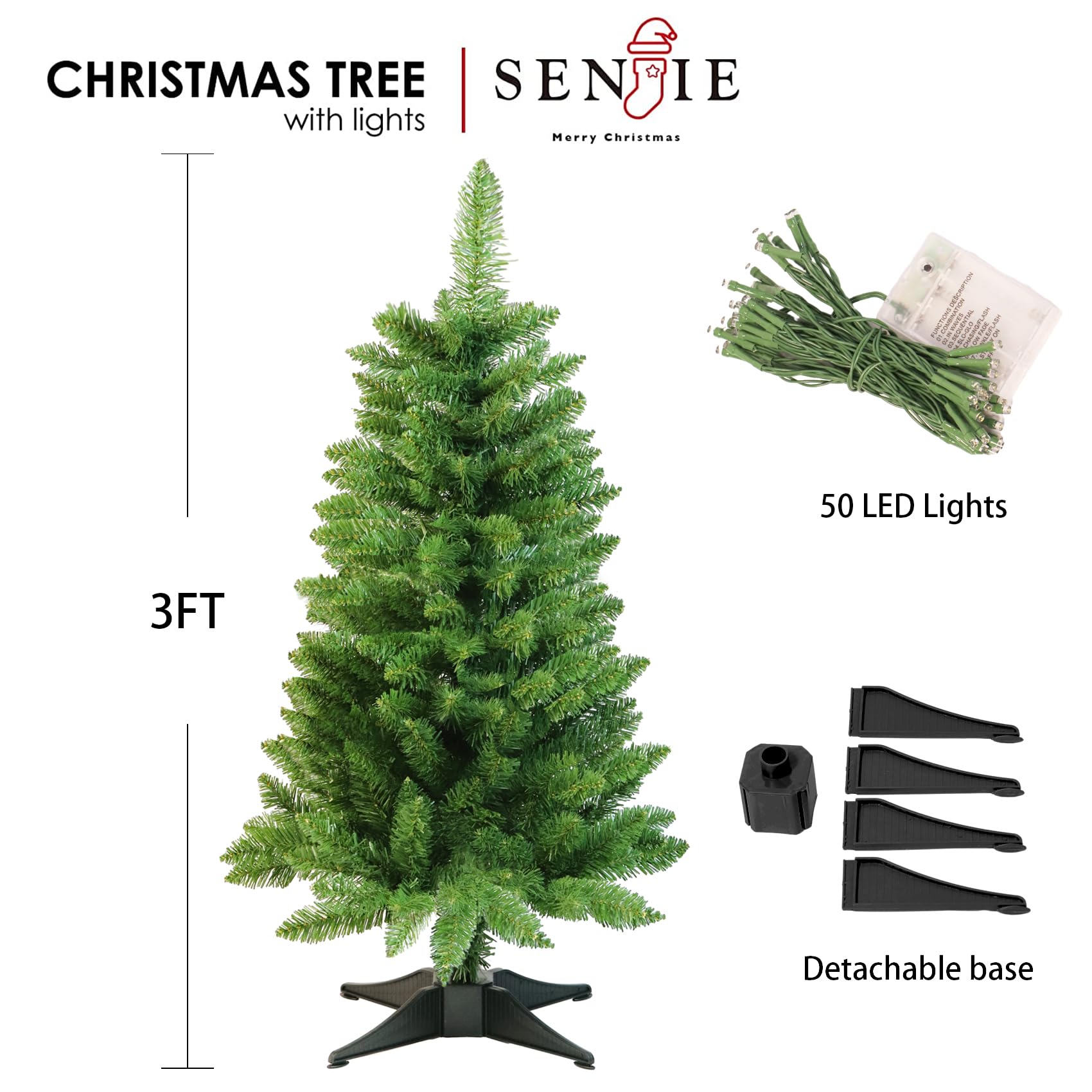 Foto 4 pulgar | Árbol De Navidad Artificial Senjie De 90 Cm Con 160 Puntas De Rama - Venta Internacional.