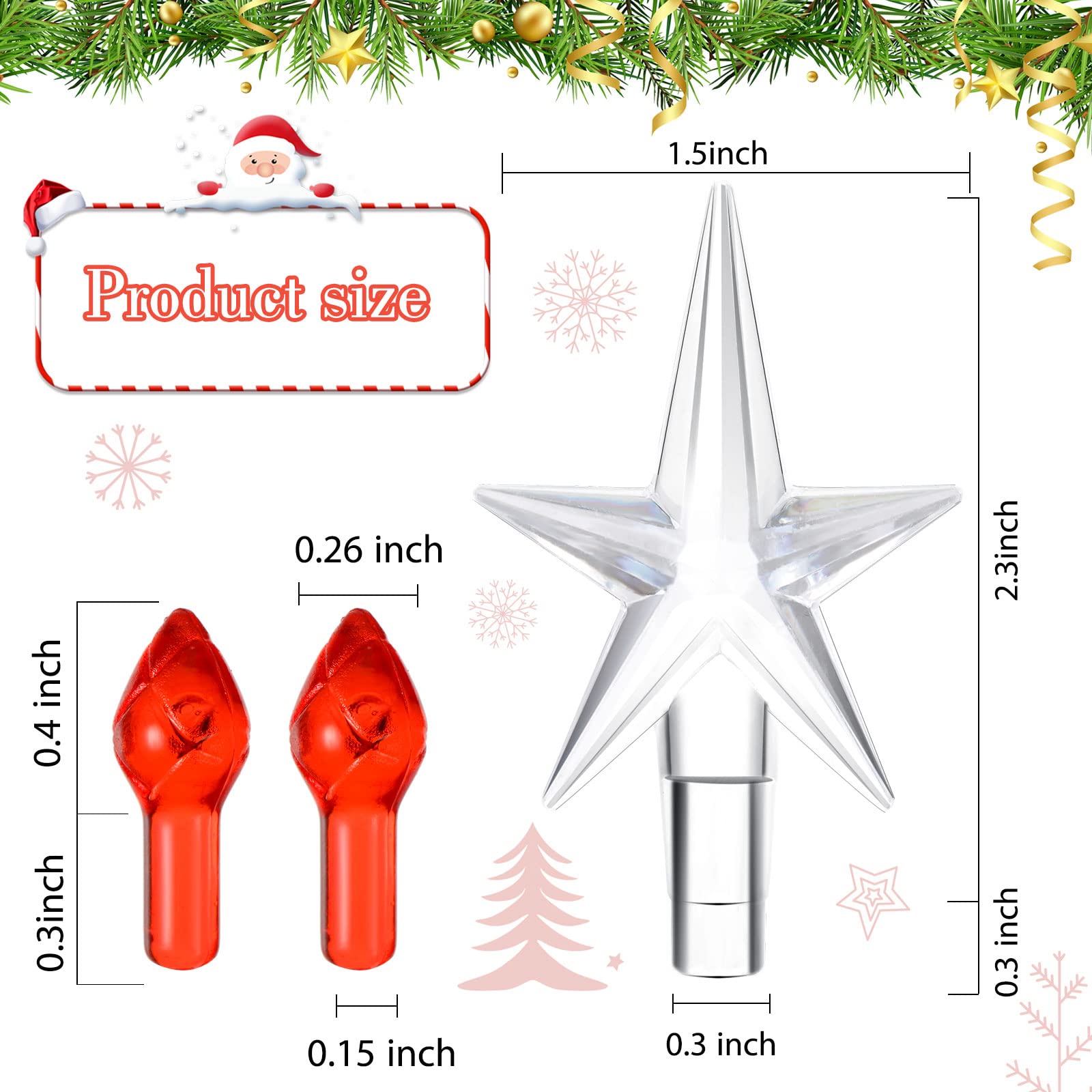 Foto 3 pulgar | Bombillas De Plástico Boao Para Árbol De Navidad, 100 Unidades, Con 5 Estrellas, Color Rojo - Venta Internacional.