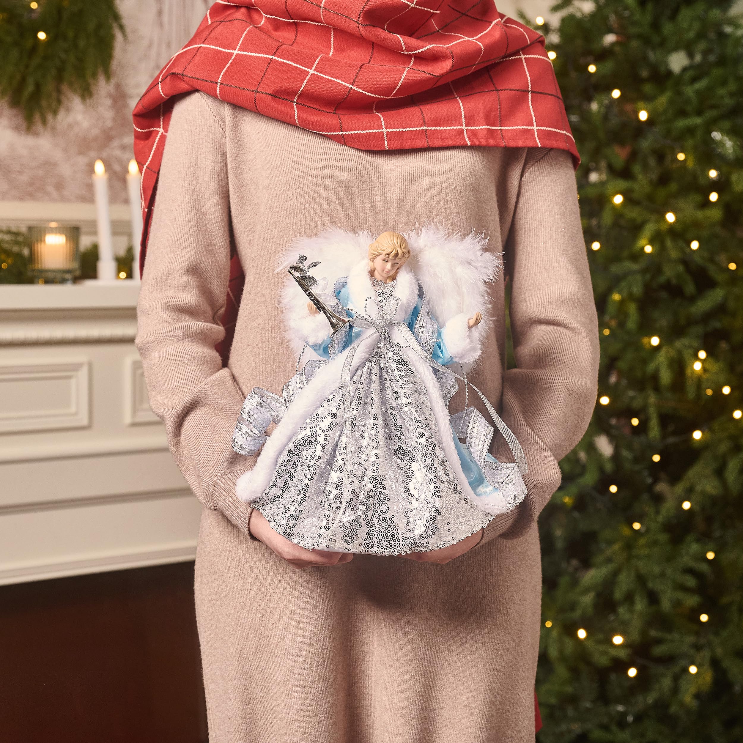 Foto 6 | Decoración Para Árbol De Navidad Valery Madelyn Con Forma De Ángel Iluminado, 30 Cm - Venta Internacional.