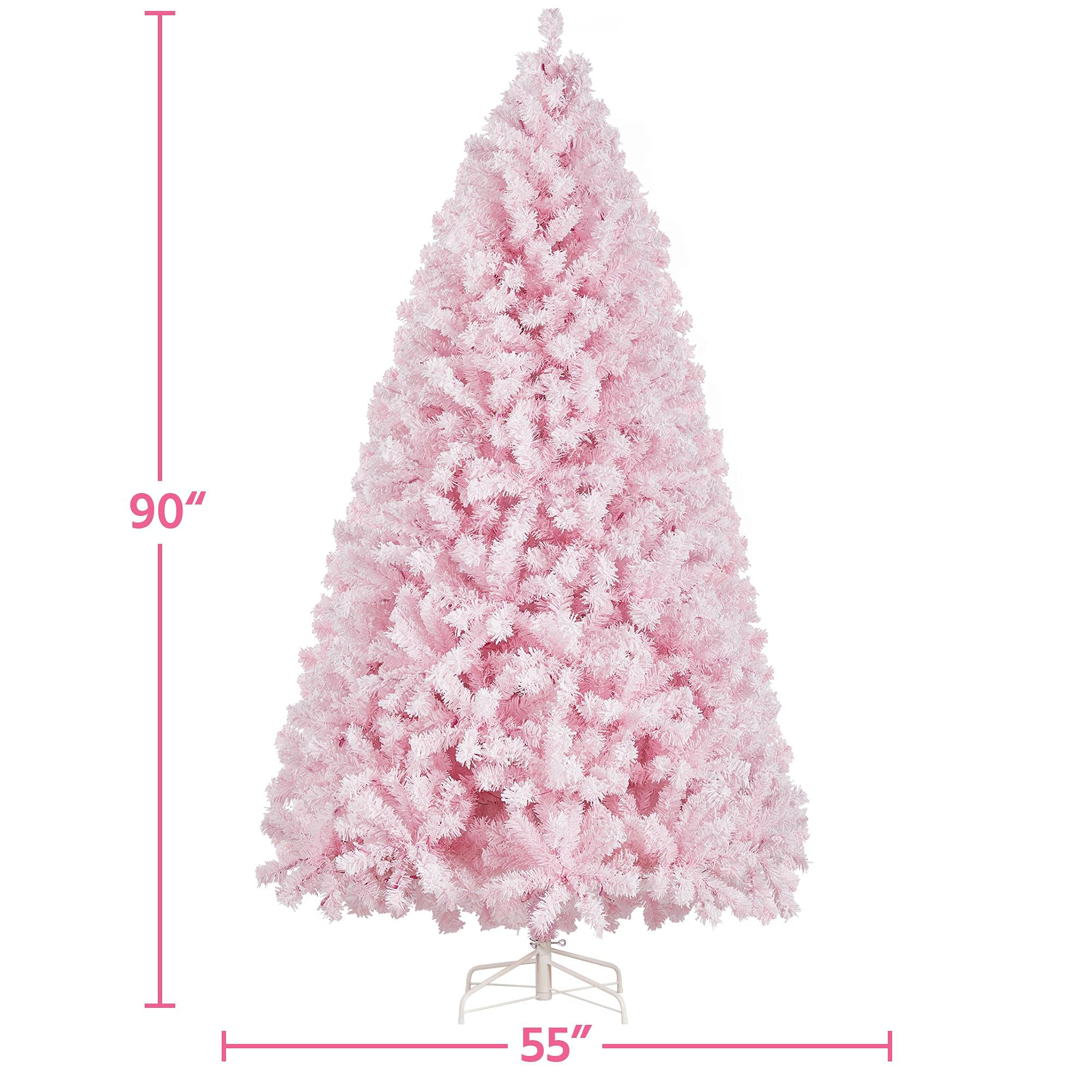 Foto 3 | Árbol De Navidad Yaheetech De 2,28 M, Preiluminado, Con Nieve Flocada, Color Rosa - Venta Internacional.