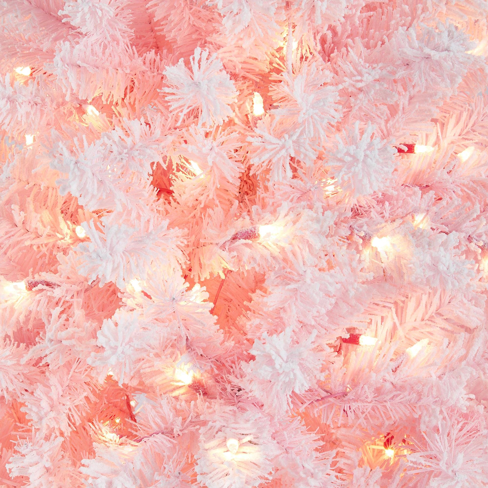 Foto 7 | Árbol De Navidad Yaheetech De 2,28 M, Preiluminado, Con Nieve Flocada, Color Rosa - Venta Internacional.