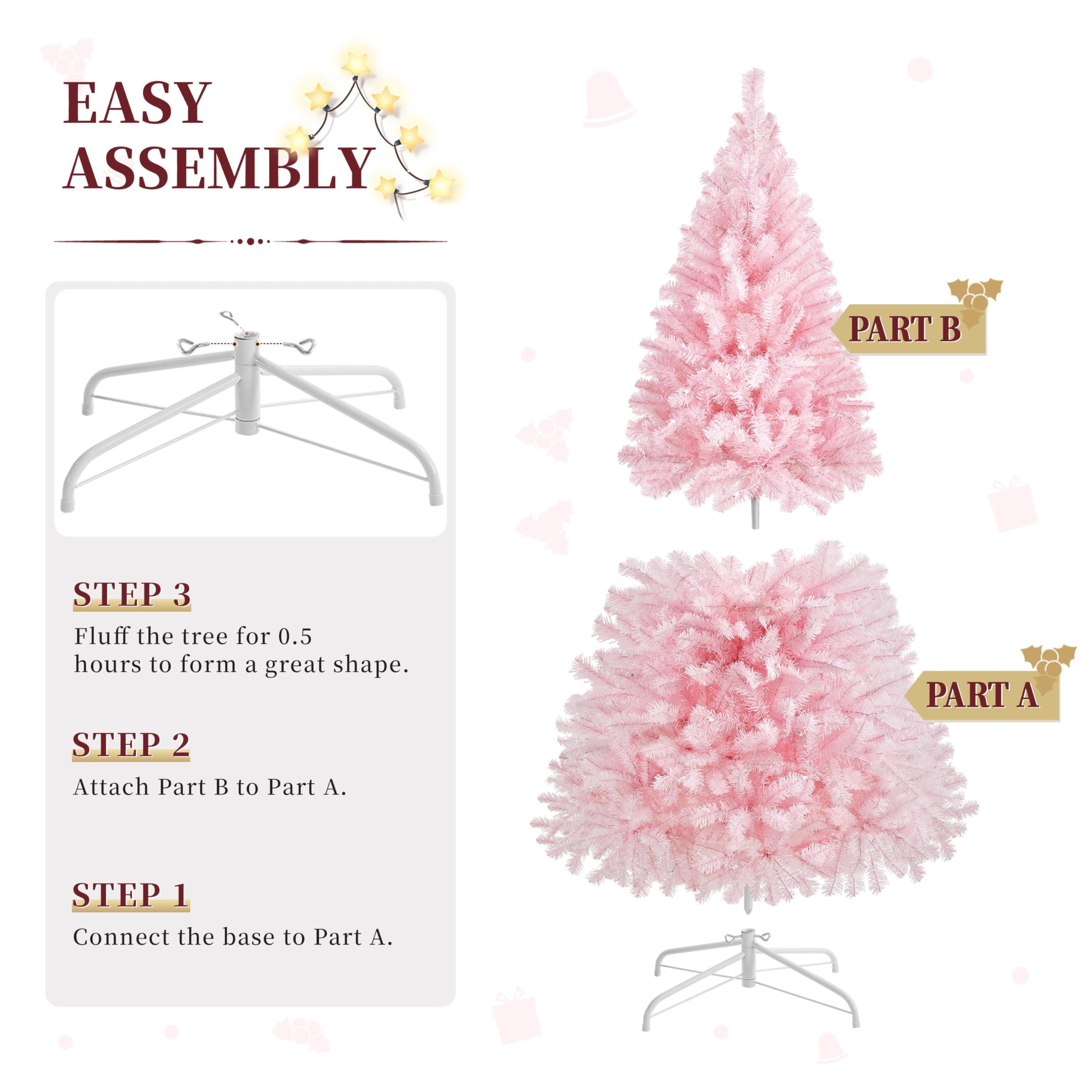 Foto 7 pulgar | Árbol De Navidad Yaheetech, Abeto Preiluminado De 4,5 Pies Con 150 Luces - Venta Internacional.