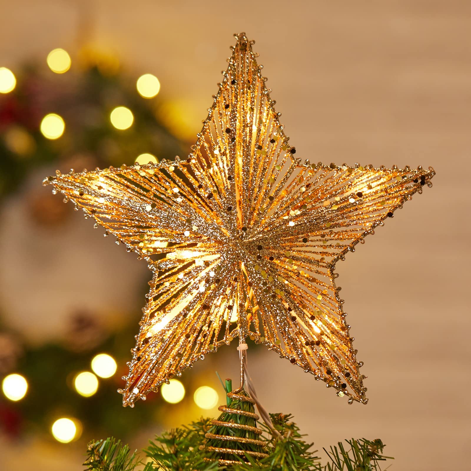 Foto 2 pulgar | Decoración Con Forma De Estrella De Navidad Brightown, 11 Pulgadas, Con 10 Bombillas - Venta Internacional.