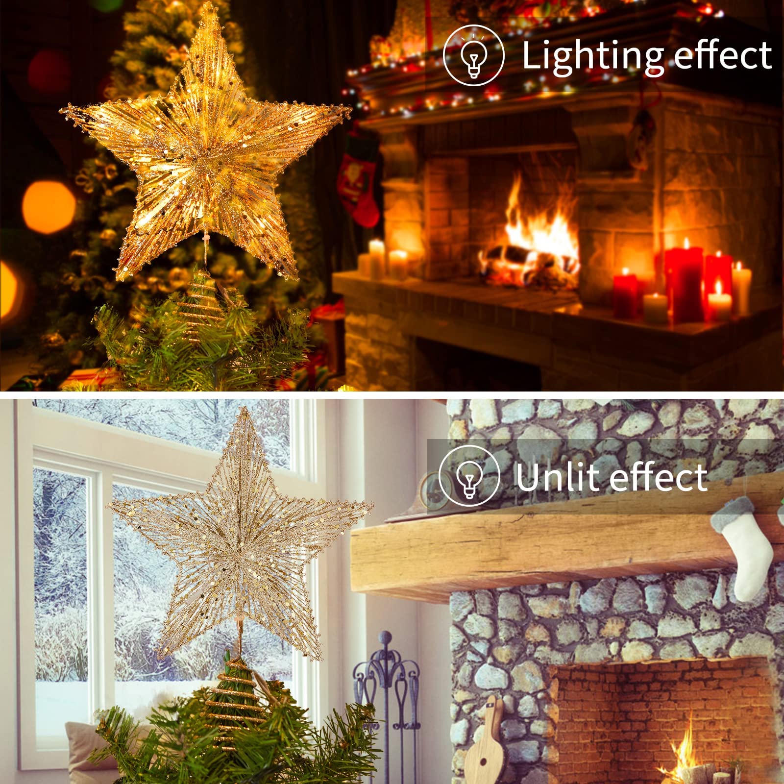 Foto 4 pulgar | Decoración Con Forma De Estrella De Navidad Brightown, 11 Pulgadas, Con 10 Bombillas - Venta Internacional.