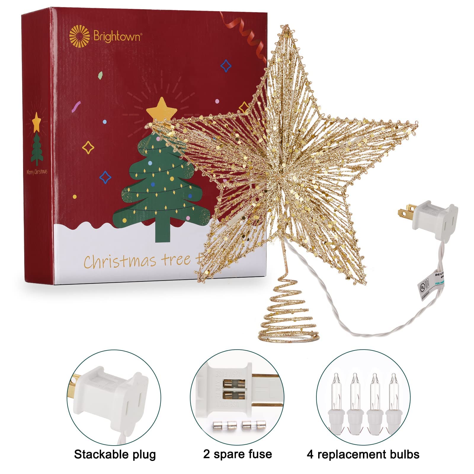 Foto 6 | Decoración Con Forma De Estrella De Navidad Brightown, 11 Pulgadas, Con 10 Bombillas - Venta Internacional.