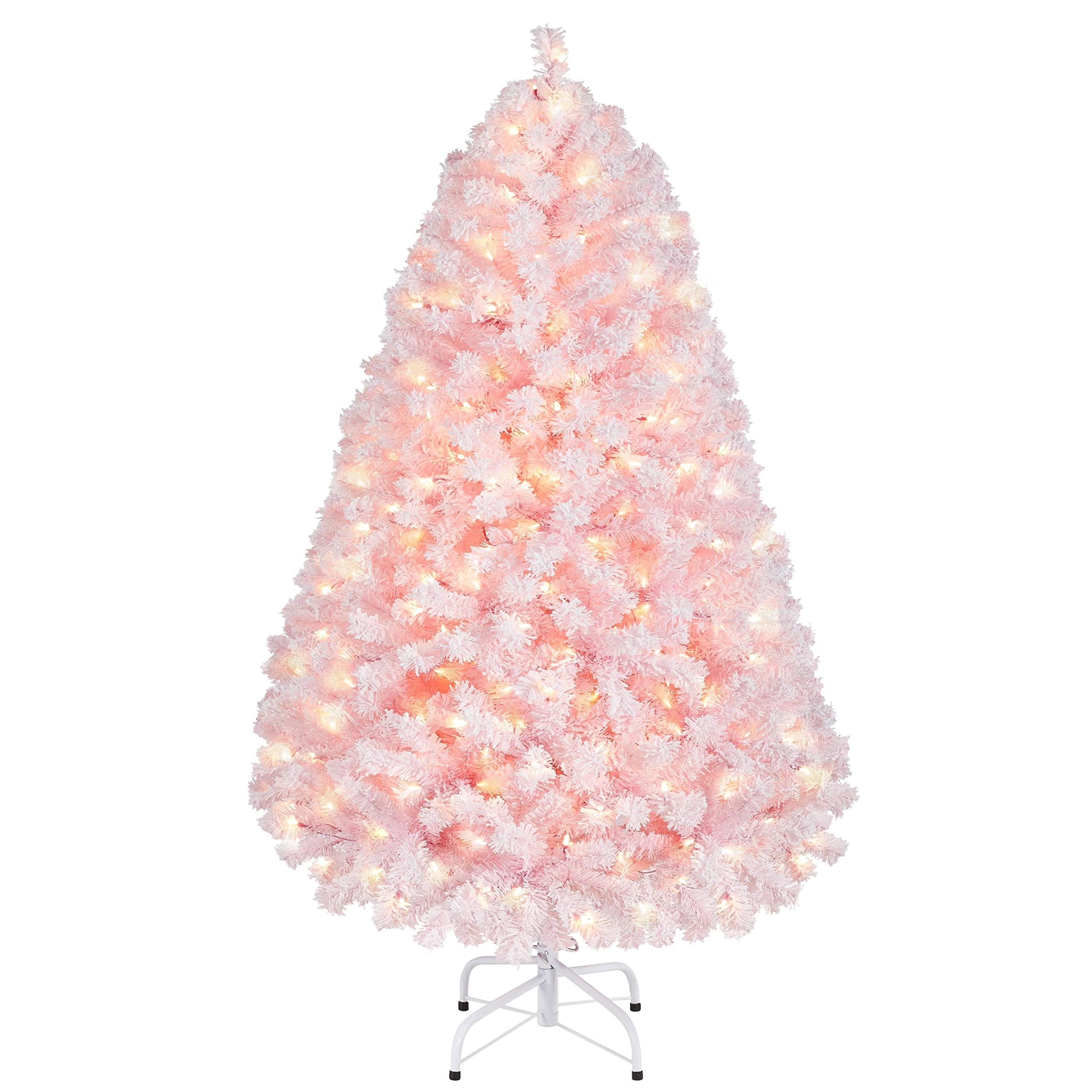 Árbol De Navidad Yaheetech De 1,4 M Con 105 Luces Incandescentes, Color Rosa - Venta Internacional. $3,076