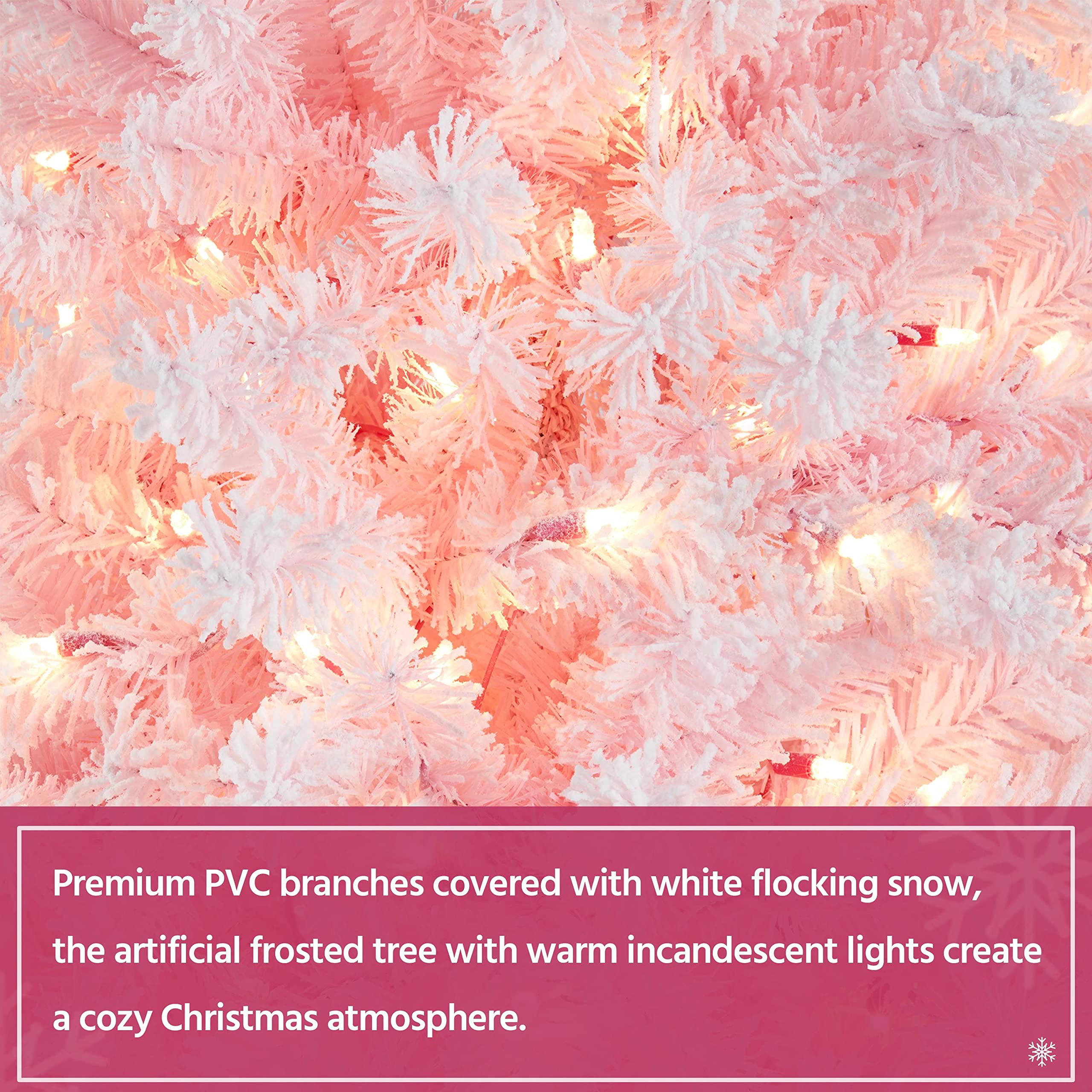 Foto 7 | Árbol De Navidad Yaheetech De 1,4 M Con 105 Luces Incandescentes, Color Rosa - Venta Internacional.