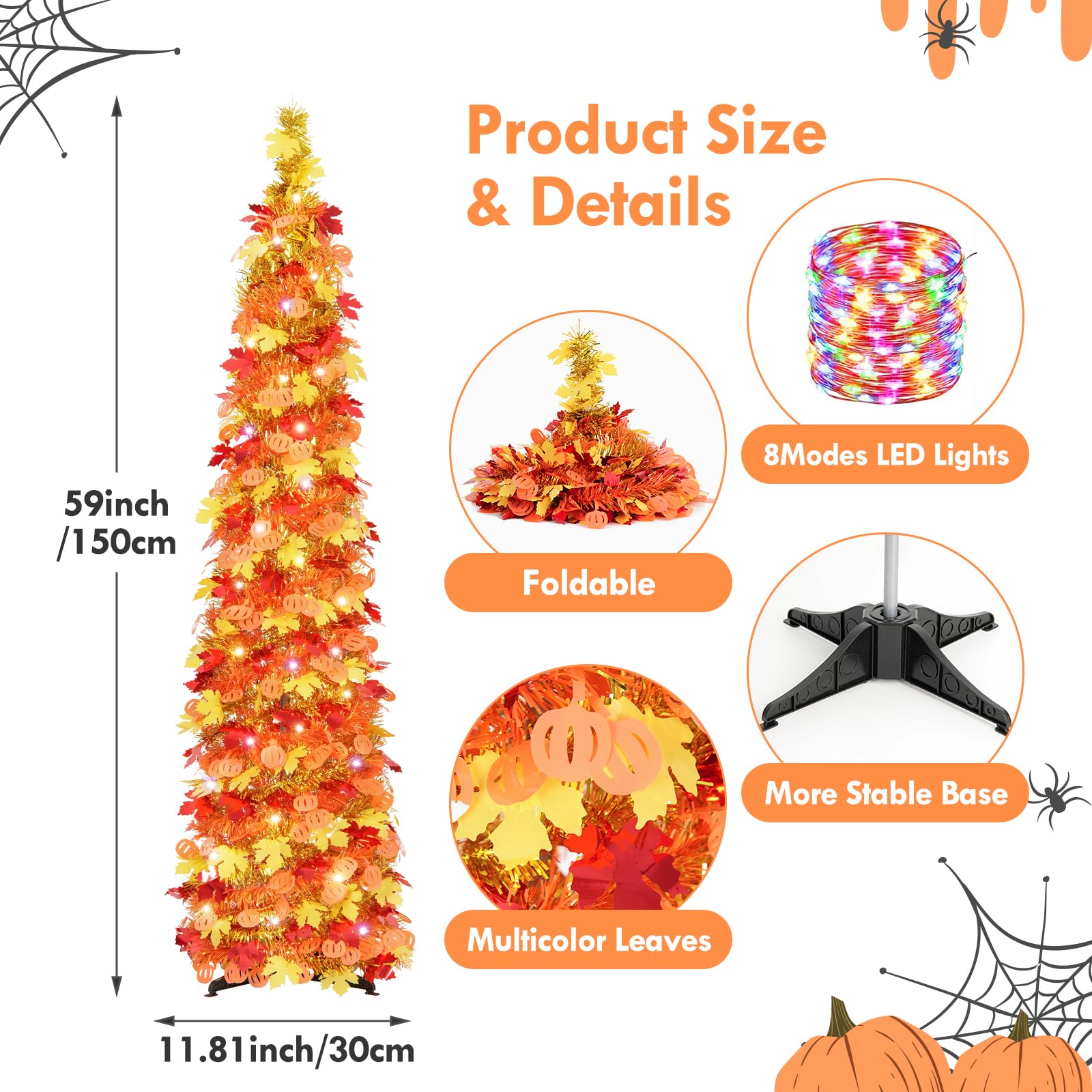 Foto 6 pulgar | Fall Tree N&t Nieting De 1,5 M Con Luces, Malla Plegable - Venta Internacional.