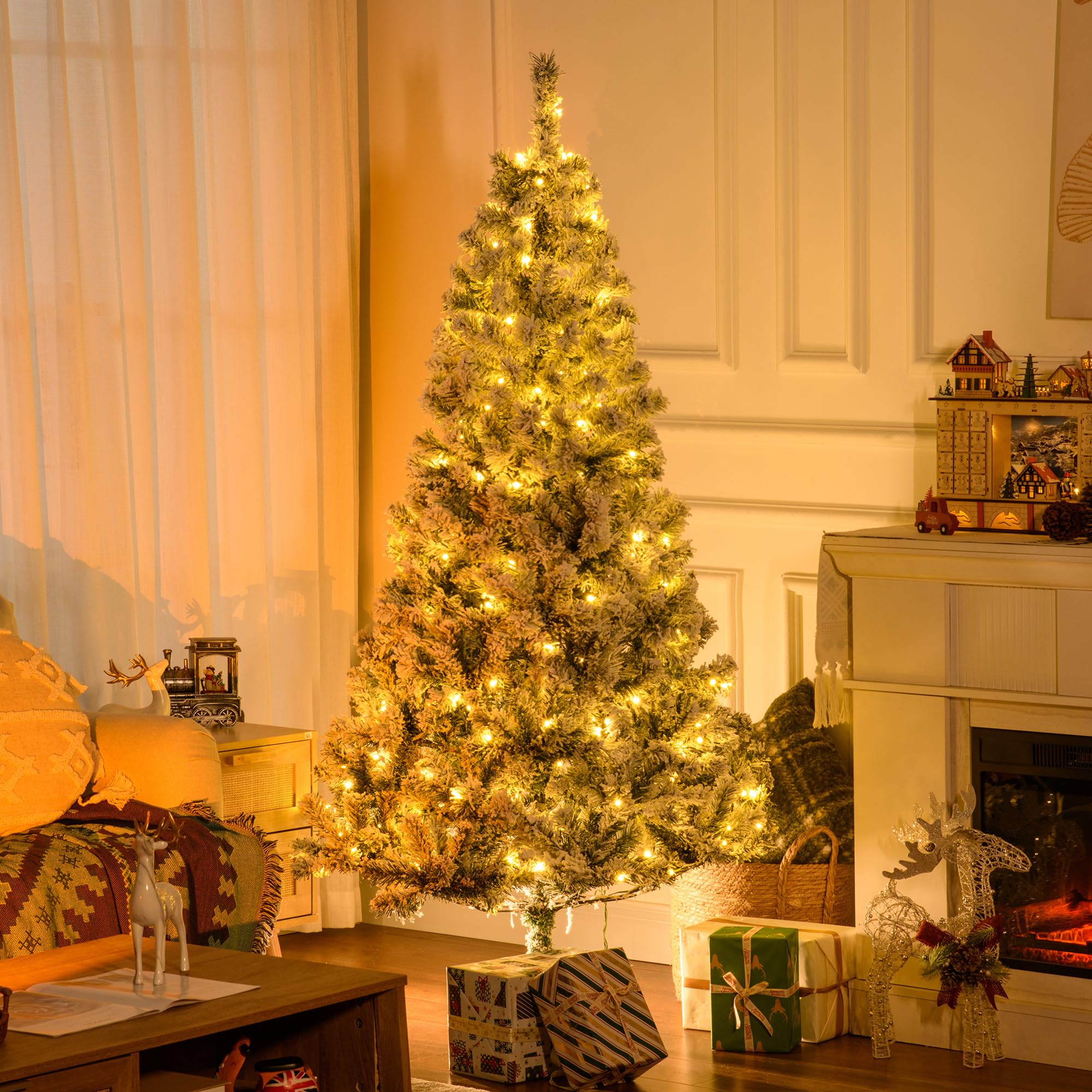 Foto 2 | Árbol De Navidad Homcom De 6 Pies Con 638 Ramas Cubiertas De Nieve - Venta Internacional.