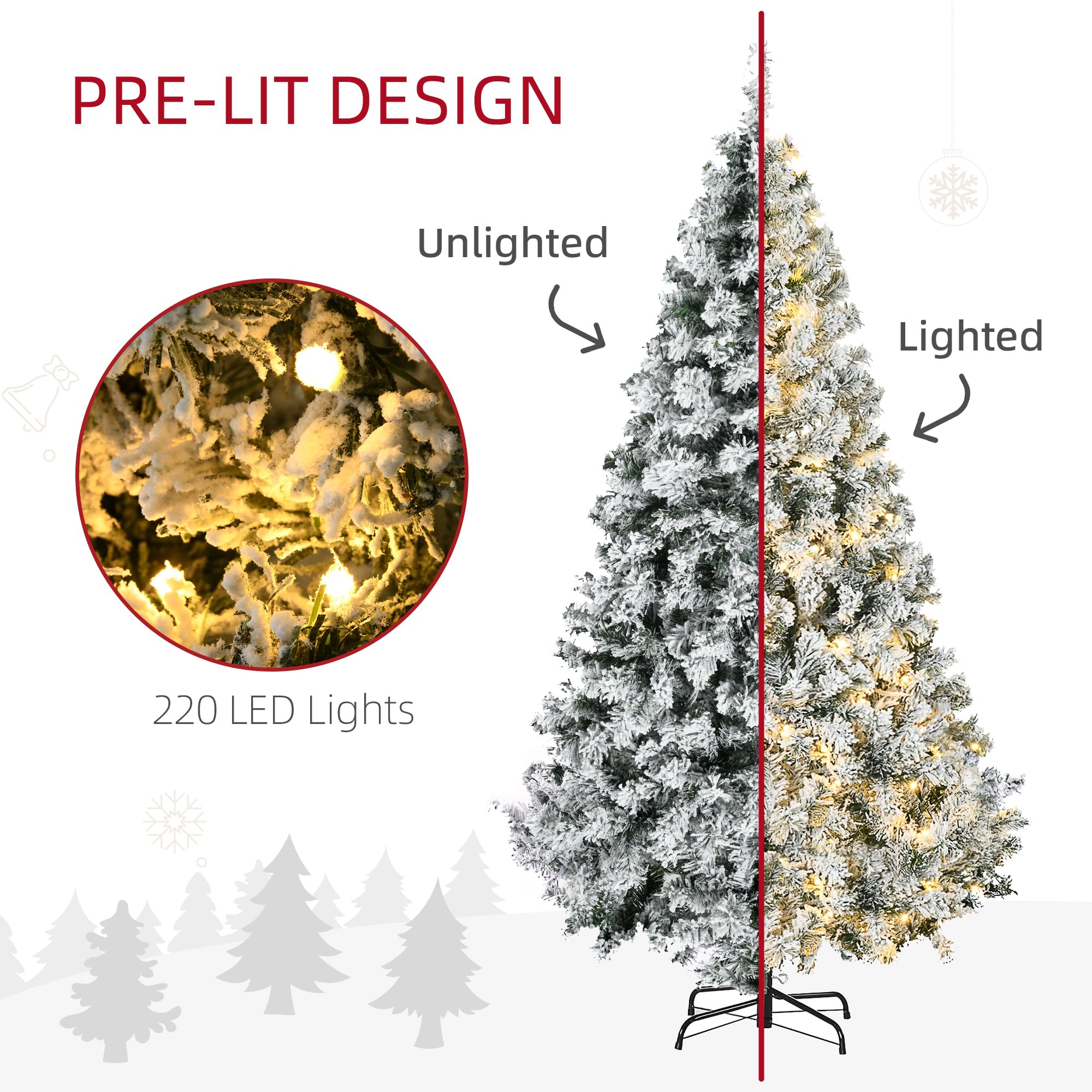 Foto 5 pulgar | Árbol De Navidad Homcom De 6 Pies Con 638 Ramas Cubiertas De Nieve - Venta Internacional.