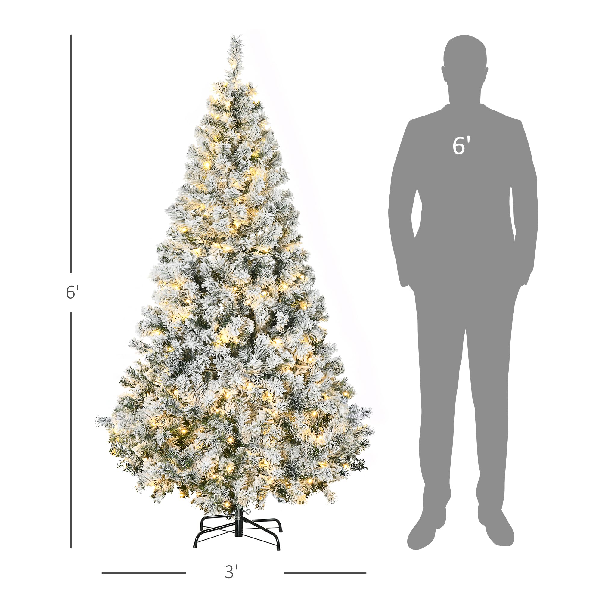 Foto 6 pulgar | Árbol De Navidad Homcom De 6 Pies Con 638 Ramas Cubiertas De Nieve - Venta Internacional.