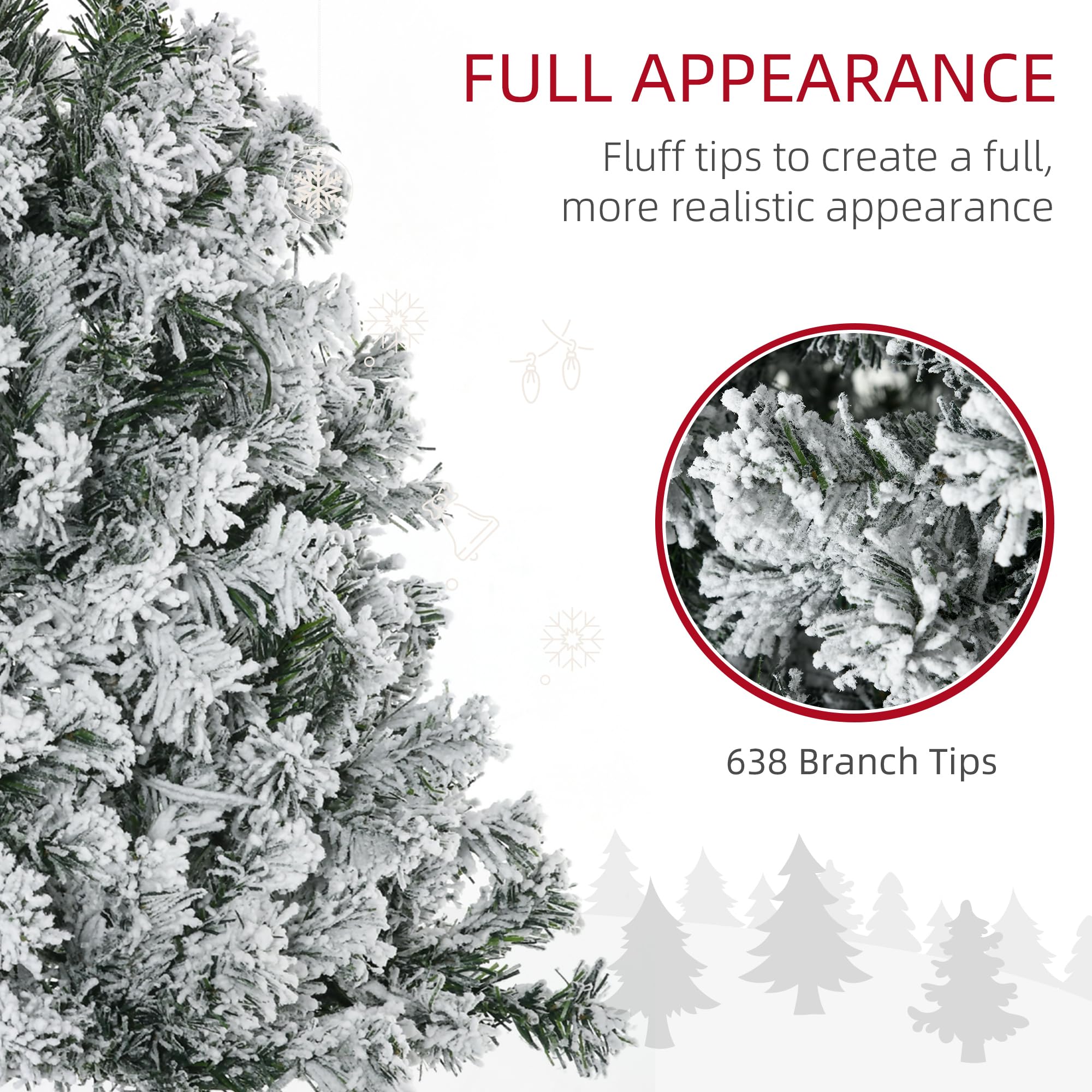 Foto 7 pulgar | Árbol De Navidad Homcom De 6 Pies Con 638 Ramas Cubiertas De Nieve - Venta Internacional.