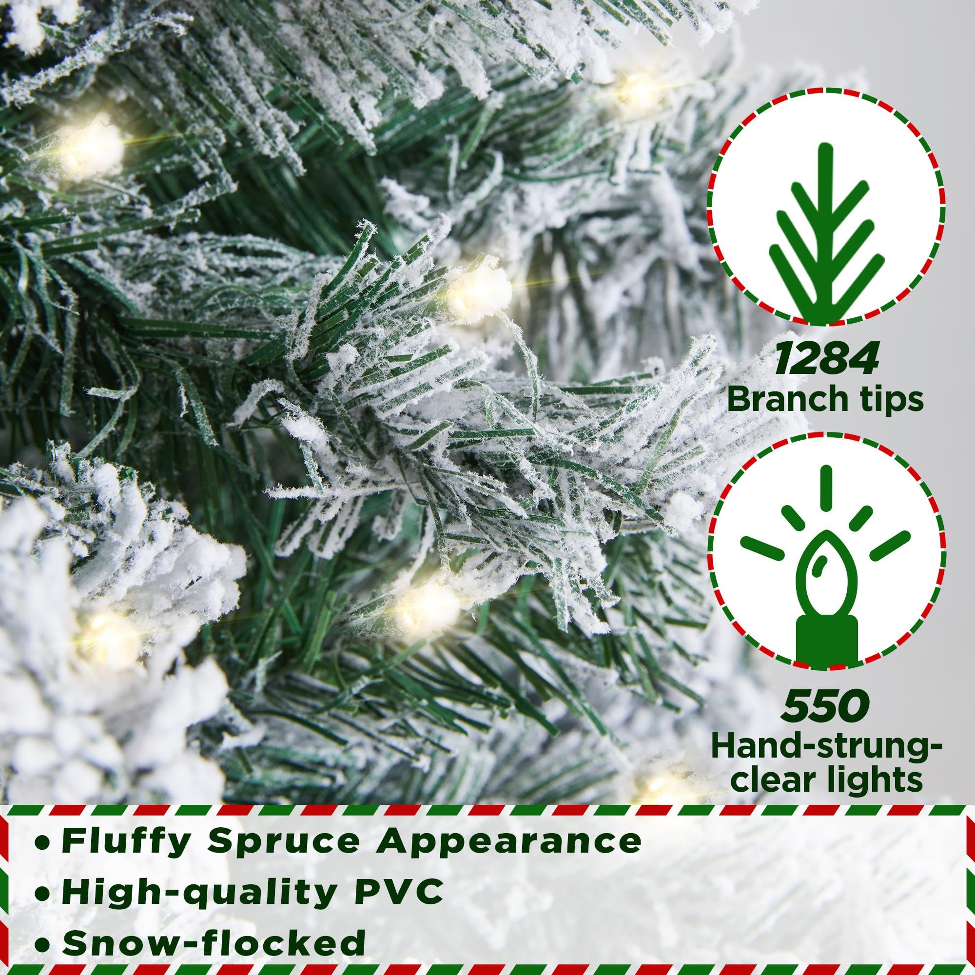 Foto 6 pulgar | Árbol De Navidad Yaheetech, Madera De Abeto Preiluminado, 2,3 M, Con 550 Luces Led - Venta Internacional.