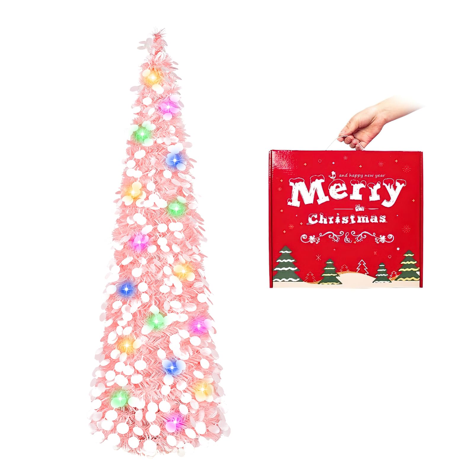 Árbol De Navidad Macting Desplegable De 1,5 M Con Luces, 8 Modos, Color Rosa - Venta Internacional. $896