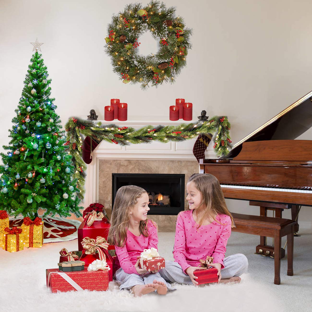 Foto 3 | Árbol De Navidad Sunnyglade Premium Artificial De 6 Pies Con Soporte - Venta Internacional.