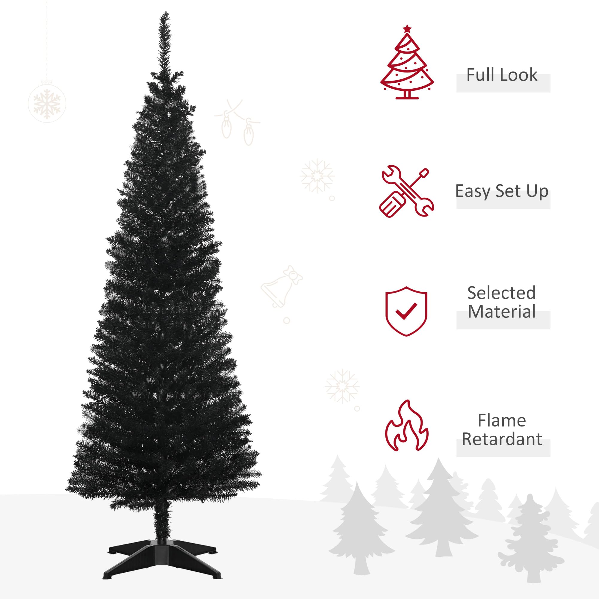 Foto 4 pulgar | Lápiz Homcom Artificial Con Forma De Árbol De Navidad De 5 Pies Con 294 Puntas, Color Negro - Venta Internacional.