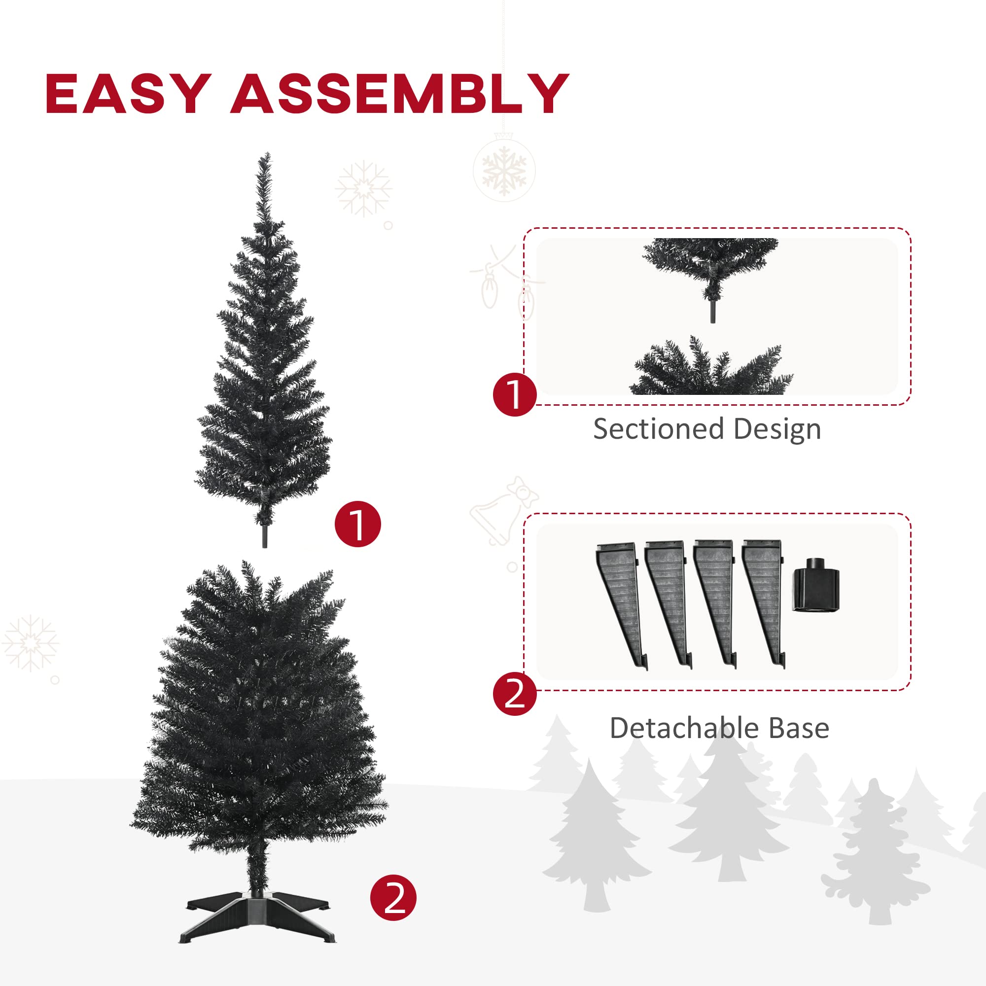 Foto 7 | Lápiz Homcom Artificial Con Forma De Árbol De Navidad De 5 Pies Con 294 Puntas, Color Negro - Venta Internacional.