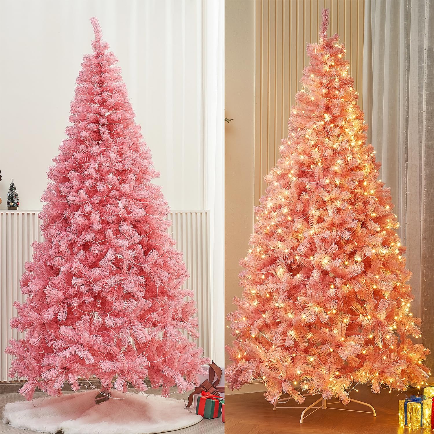 Árbol De Navidad Artificial Juegoal Rosa De 7.5 Pies Con 450 Led - Venta Internacional. $3,109