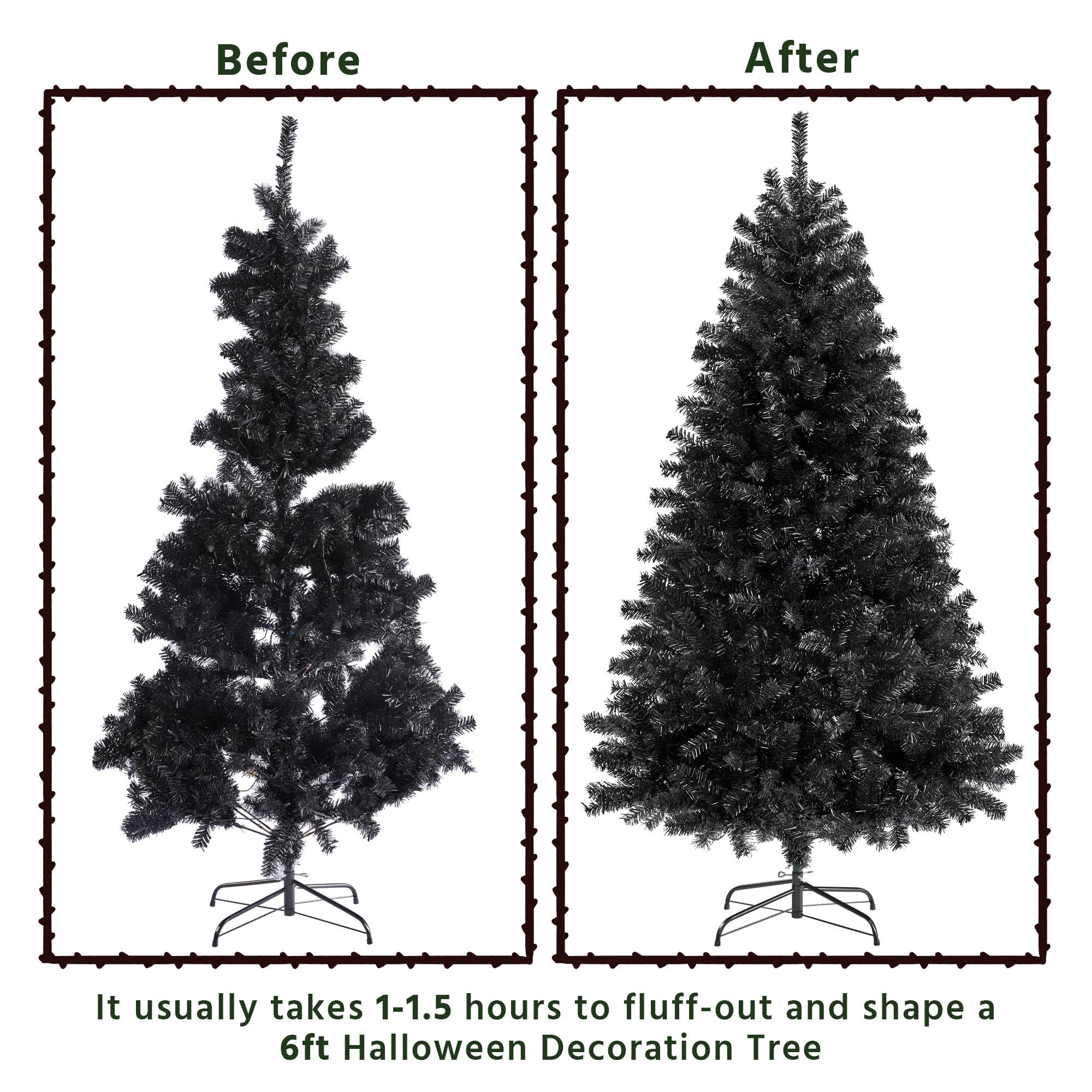 Foto 5 | Árbol De Navidad Yaheetech De 6 Pies Preiluminado Para Halloween, Abeto Negro - Venta Internacional.
