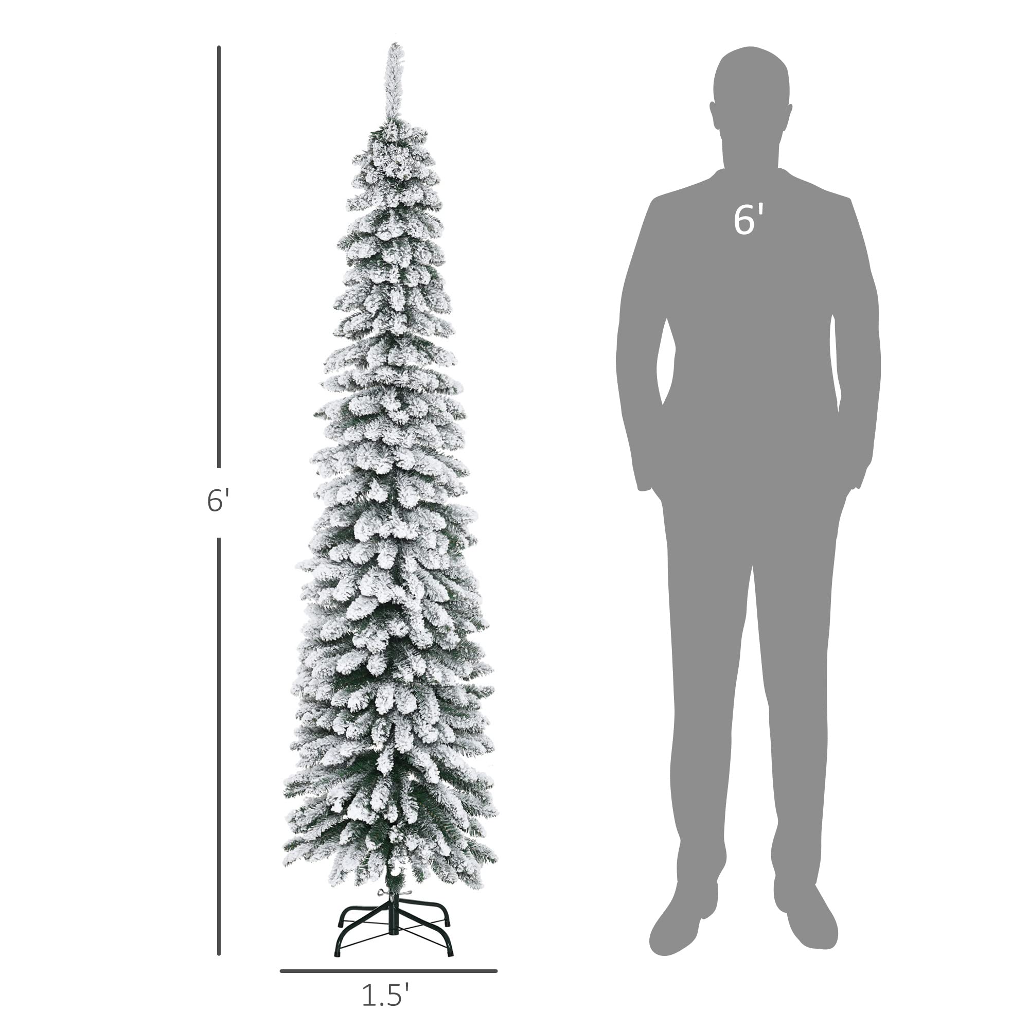 Foto 5 | Árbol De Navidad Homcom De 6 Pies De Altura, Flocado En Nieve Con 395 Puntas - Venta Internacional.
