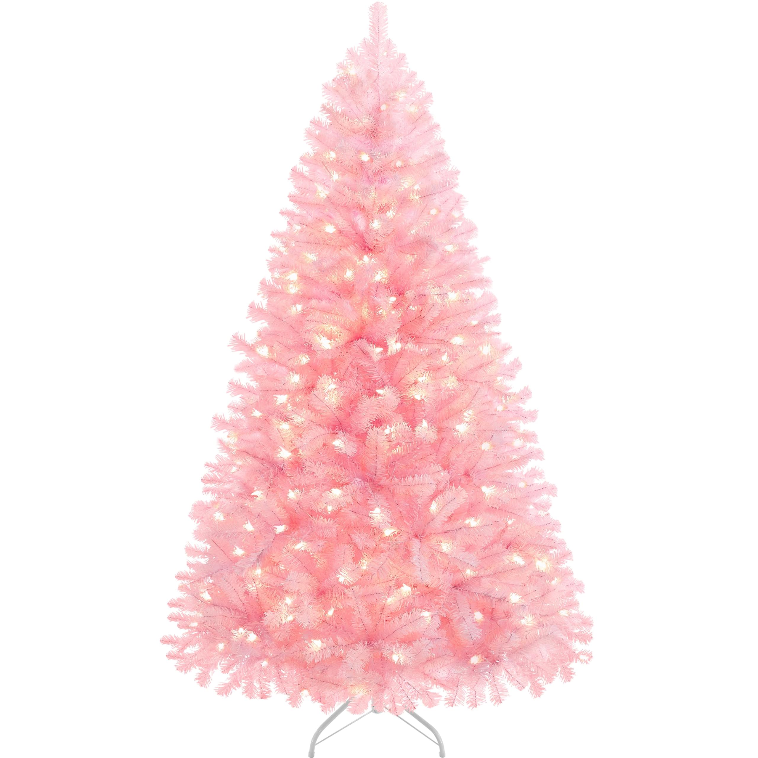 Foto 2 pulgar | Árbol De Navidad Yaheetech Artificial Preiluminado De 2,28 M, Rosa Con 550 Luces - Venta Internacional.