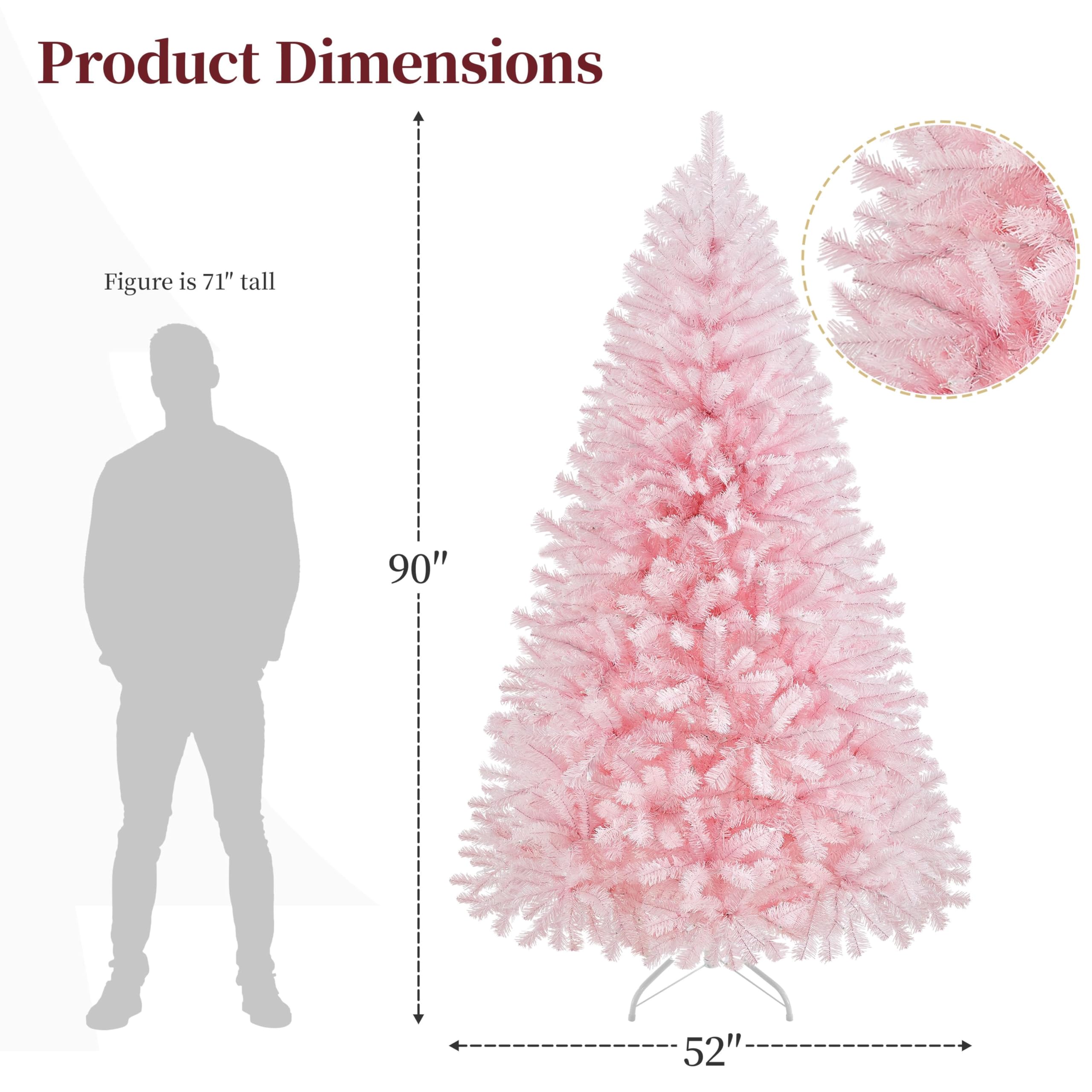 Foto 4 pulgar | Árbol De Navidad Yaheetech Artificial Preiluminado De 2,28 M, Rosa Con 550 Luces - Venta Internacional.