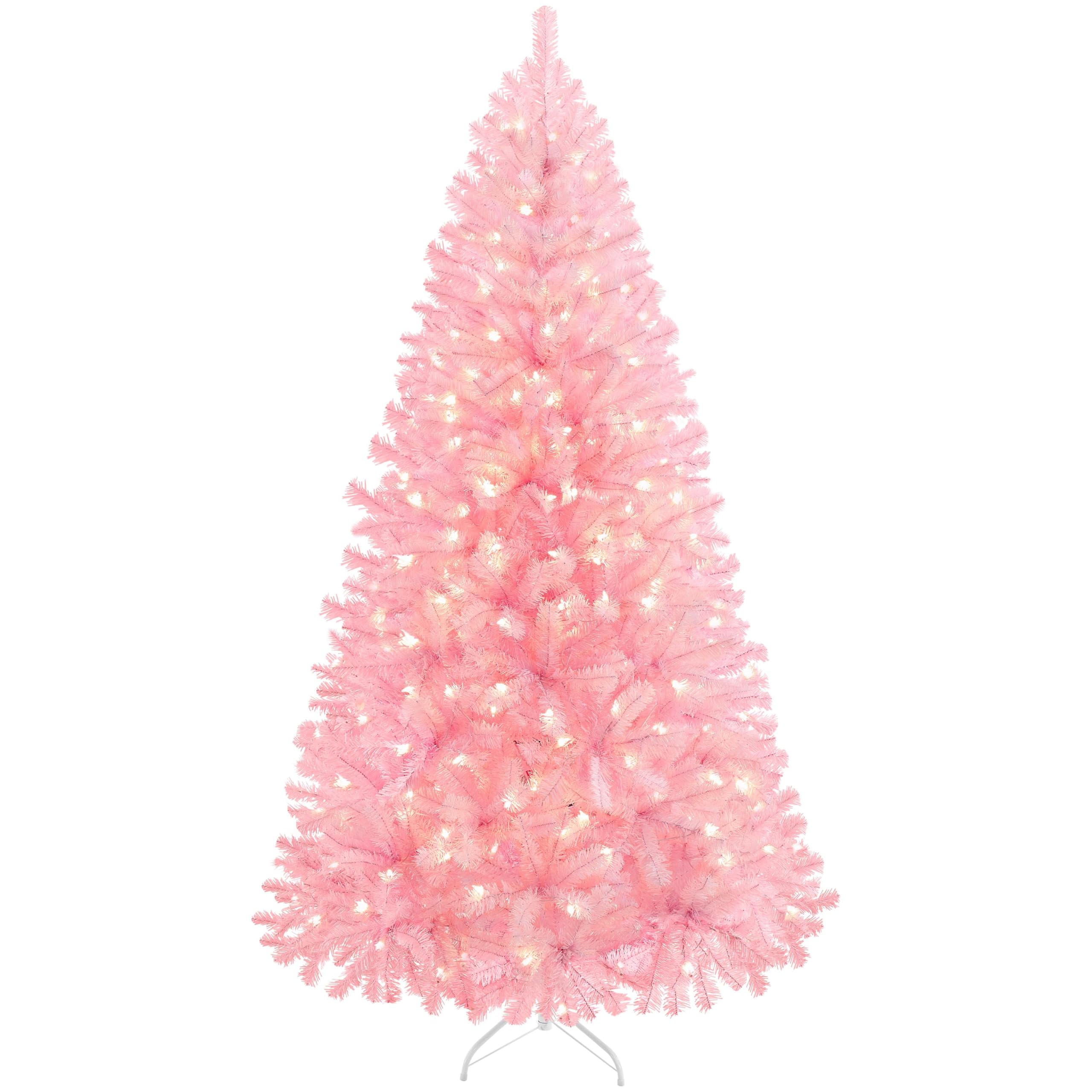 Foto 2 pulgar | Árbol De Navidad Yaheetech, Artificial, Preiluminado, 6 Pies, Rosa Con 300 Luces - Venta Internacional.