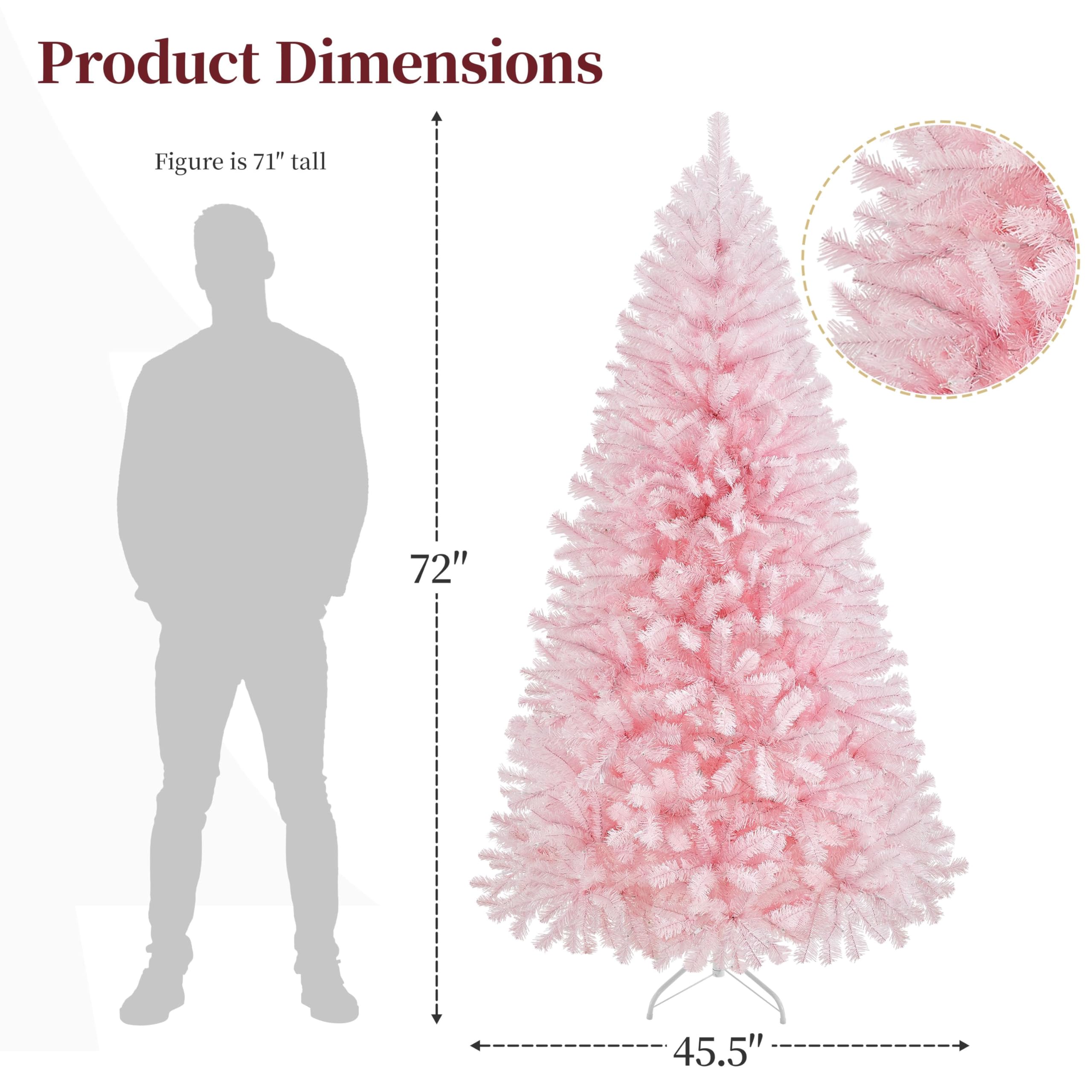 Foto 3 | Árbol De Navidad Yaheetech, Artificial, Preiluminado, 6 Pies, Rosa Con 300 Luces - Venta Internacional.