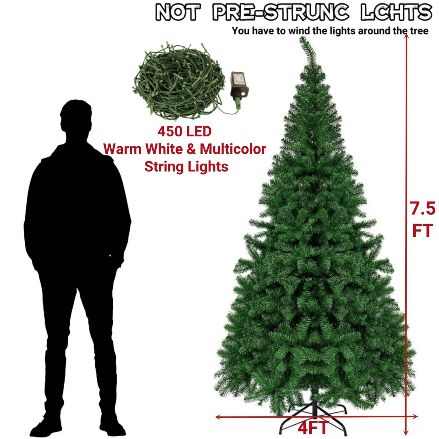 Foto 5 pulgar | Árbol De Navidad Artificial Juegoal De 7.5 Pies Con 450 Luces Led - Venta Internacional.