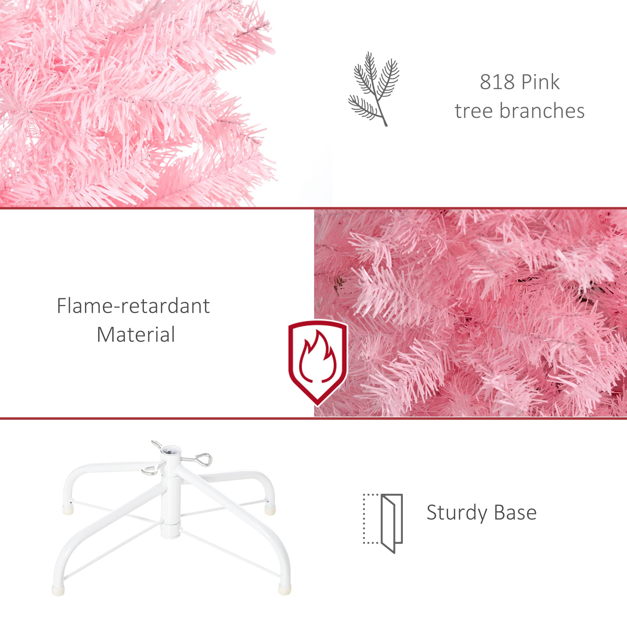 Foto 8 pulgar | Árbol De Navidad Homcom Slim Douglas Fir De 2,1 M Con 818 Puntas, Color Rosa - Venta Internacional.