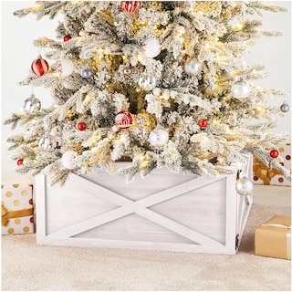 Foto 1 | Collar Para Árbol De Navidad Glitzhome, Madera Blanca Lavada, 22 L - Venta Internacional.