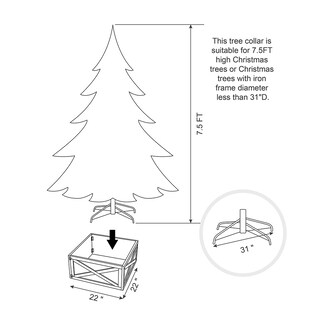 Foto 4 | Collar Para Árbol De Navidad Glitzhome, Madera Blanca Lavada, 22 L - Venta Internacional.