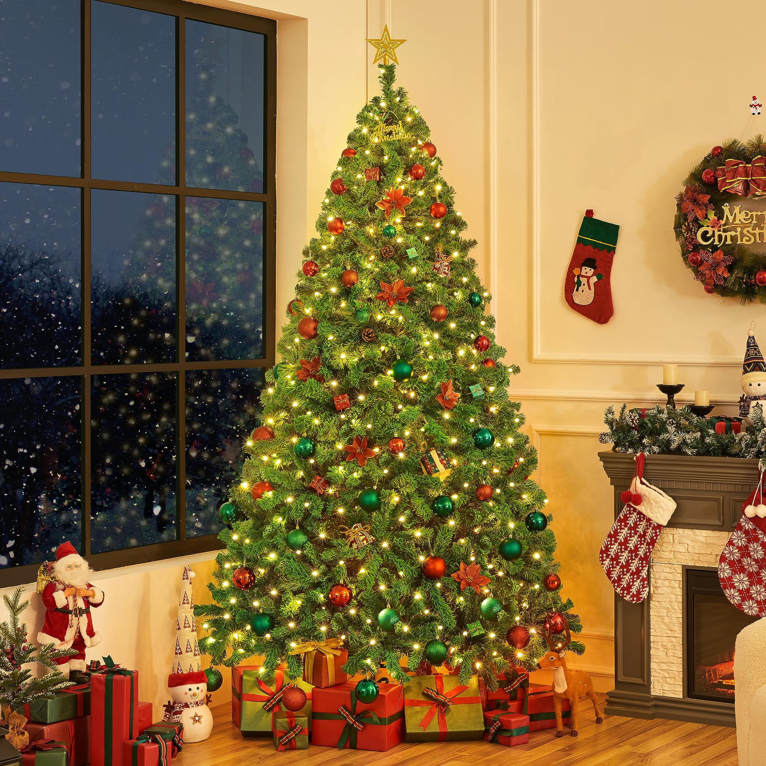 Foto 3 pulgar | Árbol De Navidad Yaheetech De 7.5 Pies Con 550 Luces Blancas Cálidas - Venta Internacional.