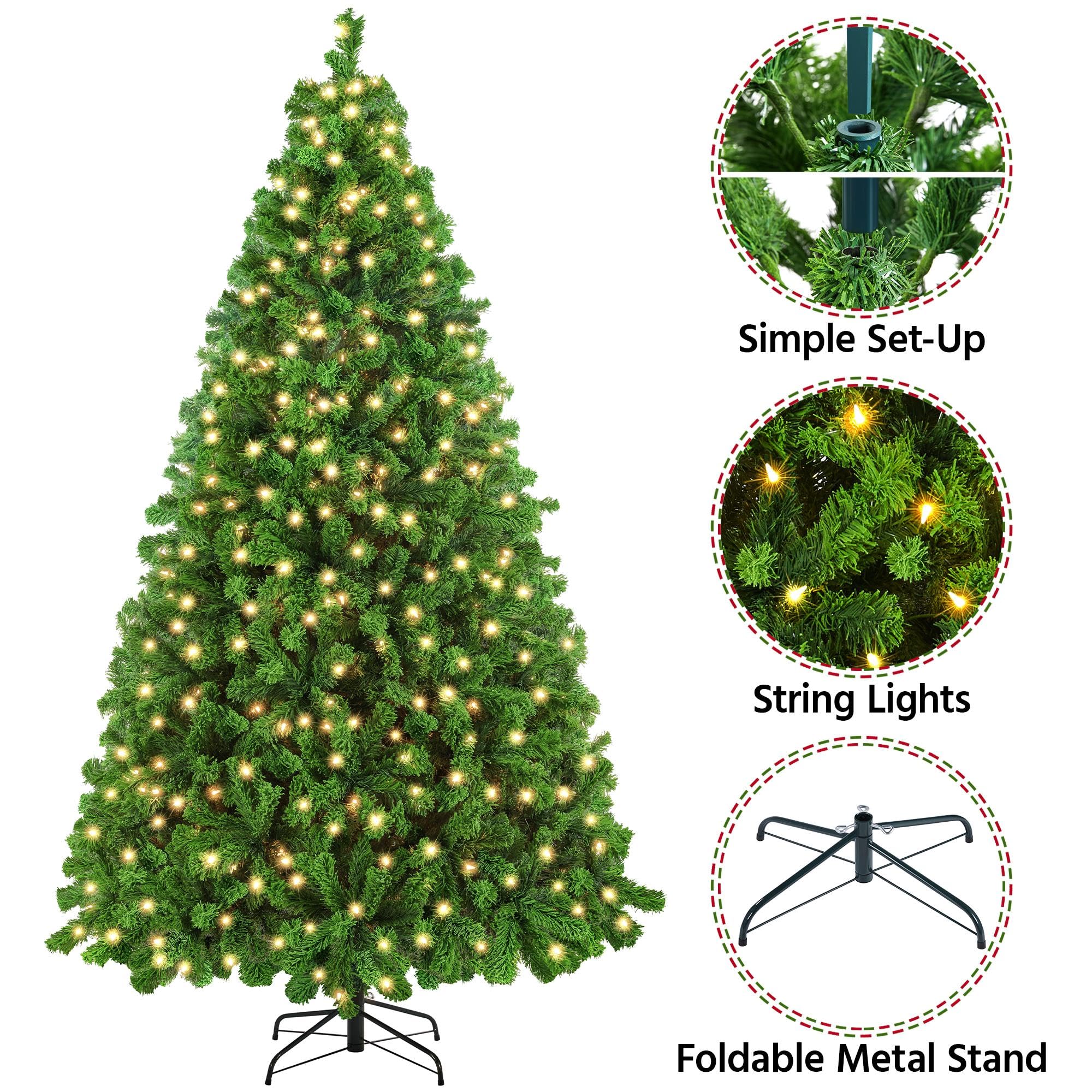 Foto 5 pulgar | Árbol De Navidad Yaheetech De 7.5 Pies Con 550 Luces Blancas Cálidas - Venta Internacional.