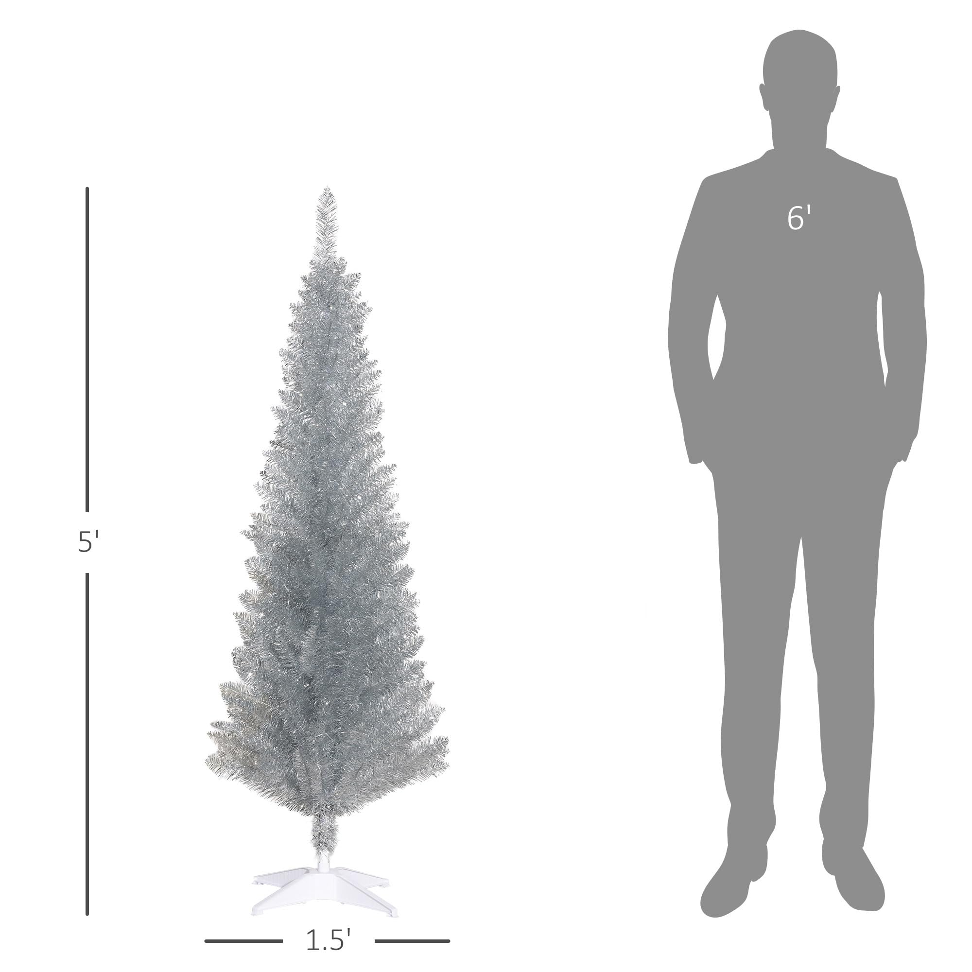 Foto 5 | Árbol De Navidad Artificial Homcom De 5 Pies Plateado Con 294 Puntas - Venta Internacional.