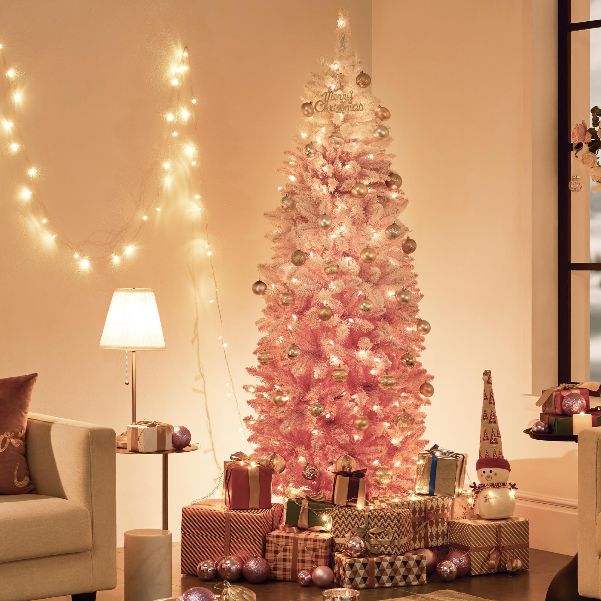 Foto 2 | Lápiz Preiluminado Con Forma De Nieve Yaheetech Con Forma De Árbol De Navidad De 6 Pies - Venta Internacional.