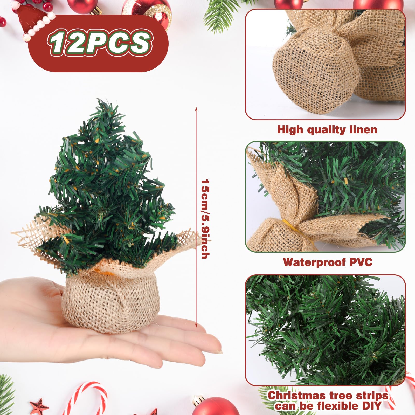 Foto 3 pulgar | Minicarrador Artificial De Mesa Para Árbol De Navidad De 15 Cm Con Base - Venta Internacional.