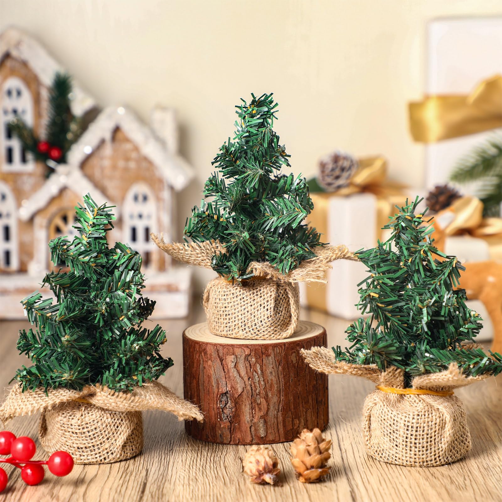 Foto 4 pulgar | Minicarrador Artificial De Mesa Para Árbol De Navidad De 15 Cm Con Base - Venta Internacional.