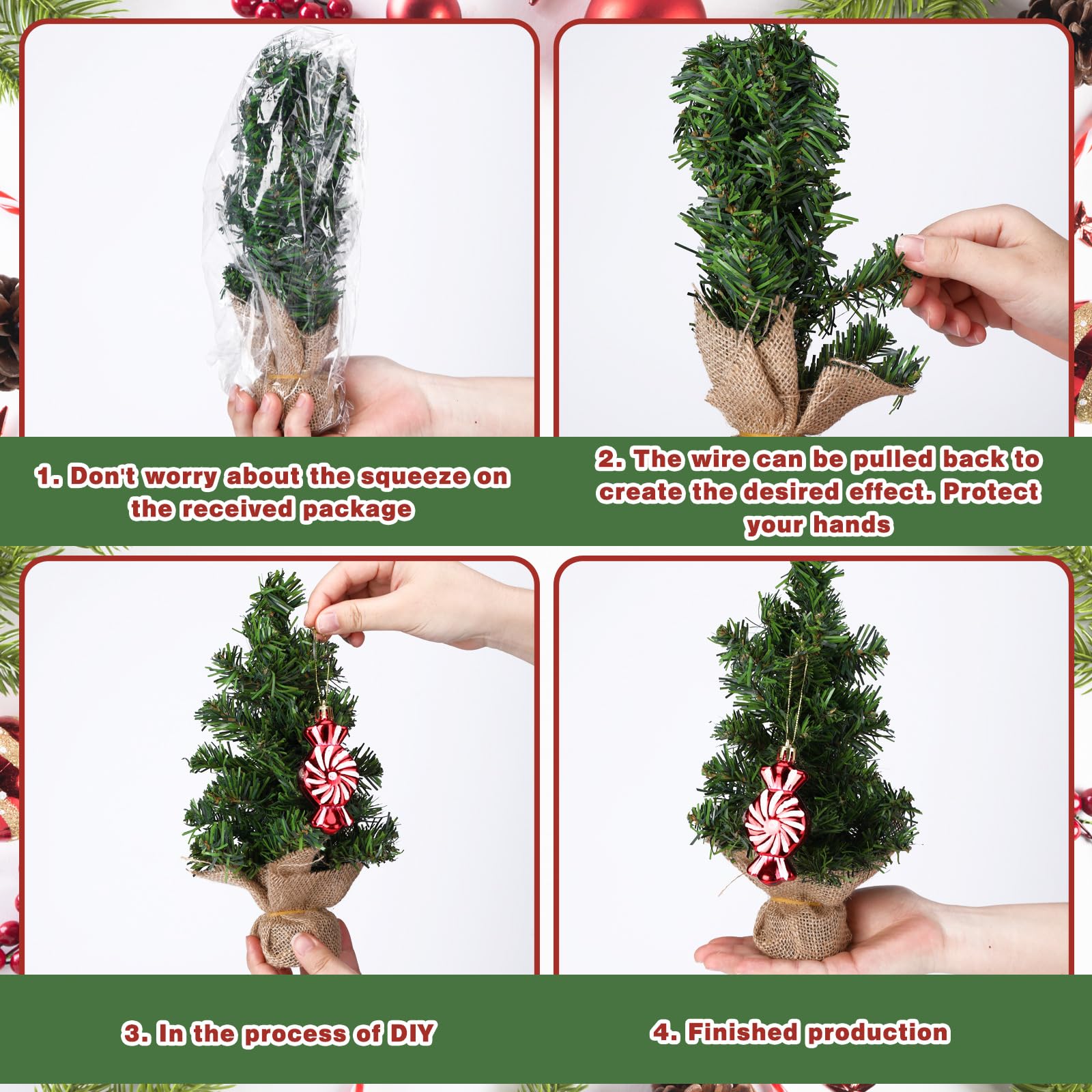 Foto 5 pulgar | Minicarrador Artificial De Mesa Para Árbol De Navidad De 15 Cm Con Base - Venta Internacional.