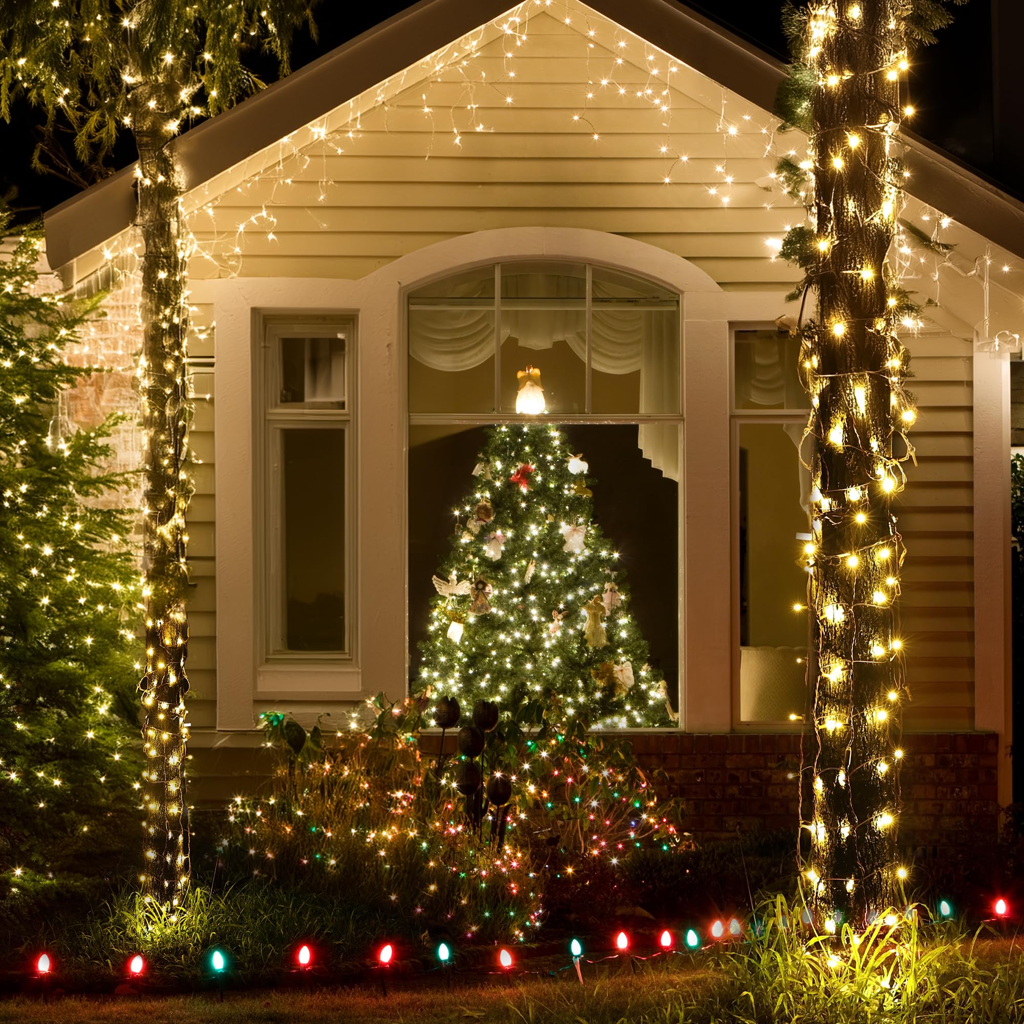 Foto 7 | Lámpara Led Brizled Con Forma De Tronco De Árbol De Navidad, 50 Led, Color Blanco Cálido - Venta Internacional.