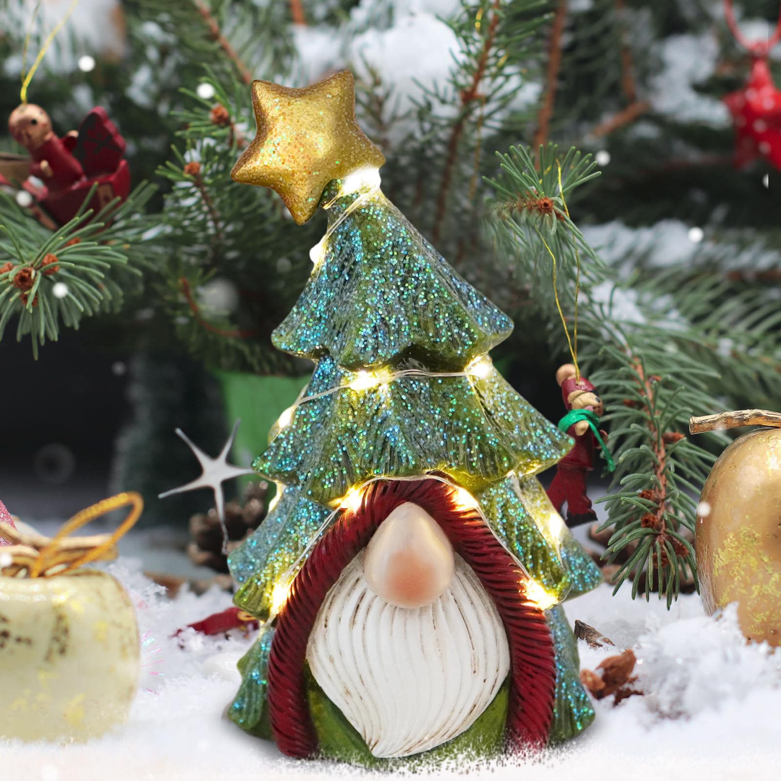 Foto 5 pulgar | Árbol De Navidad Con Diseño De Gnomos, Diseño De Gnomo Sueco Hodao, De Resina - Venta Internacional.
