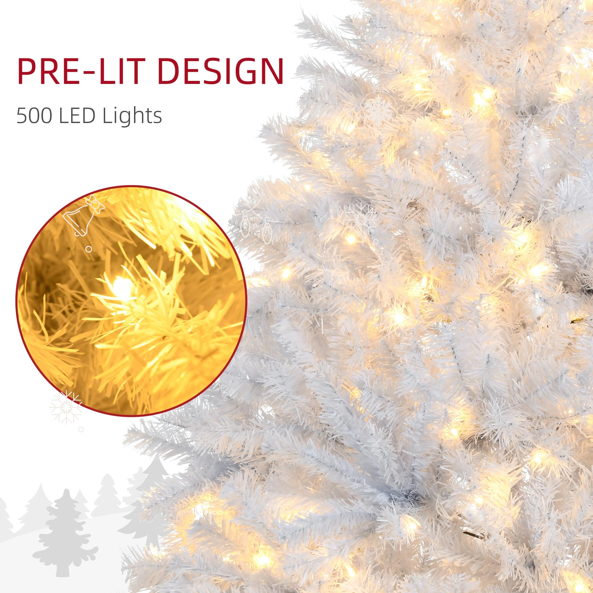 Foto 5 pulgar | Árbol De Navidad Homcom De 7.5 Pies Con 1518 Ramas Y 500 Luces Led - Venta Internacional.