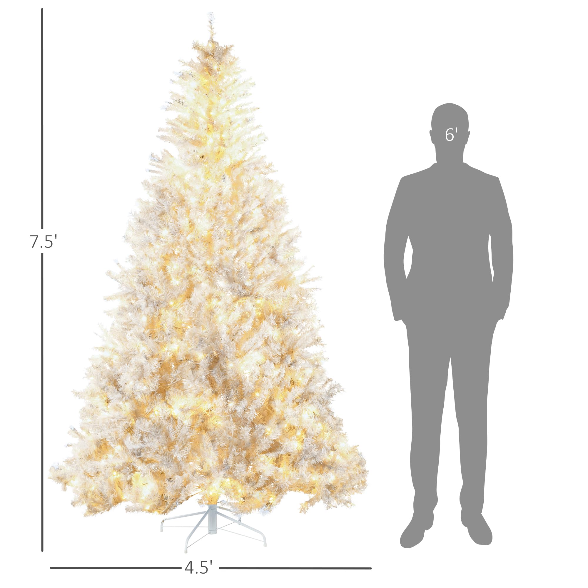 Foto 5 | Árbol De Navidad Homcom De 7.5 Pies Con 1518 Ramas Y 500 Luces Led - Venta Internacional.