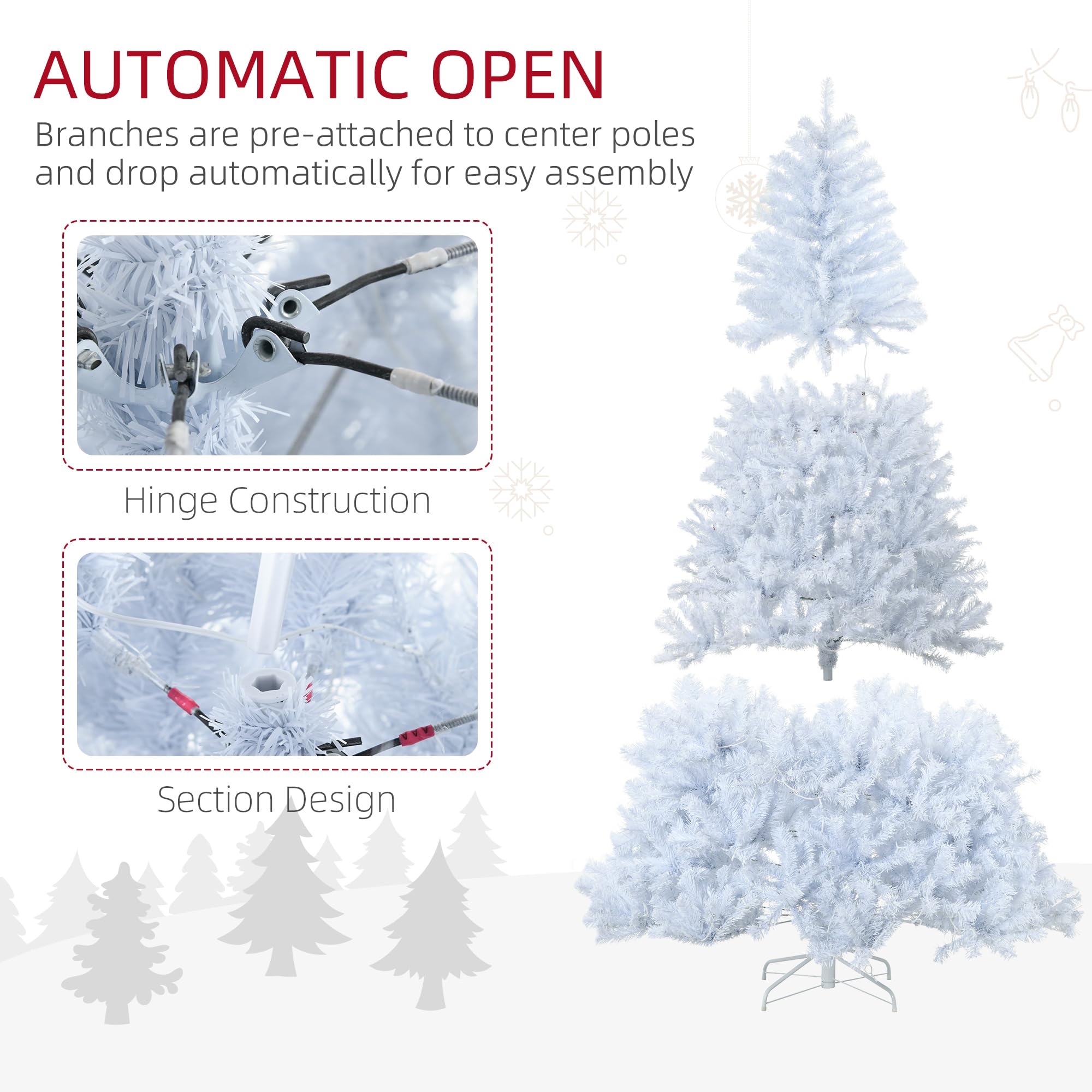 Foto 7 | Árbol De Navidad Homcom De 7.5 Pies Con 1518 Ramas Y 500 Luces Led - Venta Internacional.
