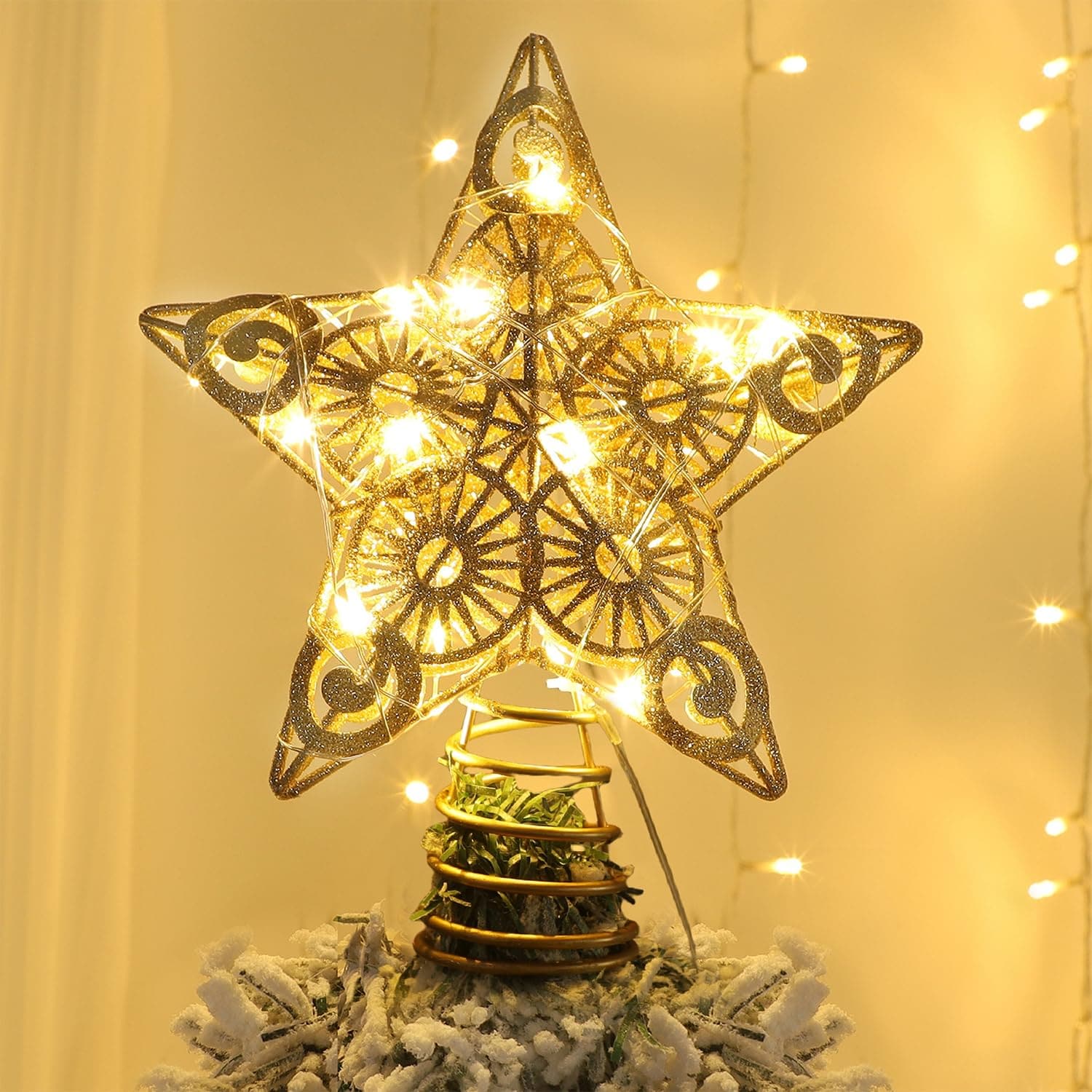 Decoración Para Árbol De Navidad Juegoal Star Con 20 Luces Led Doradas - Venta Internacional. $558