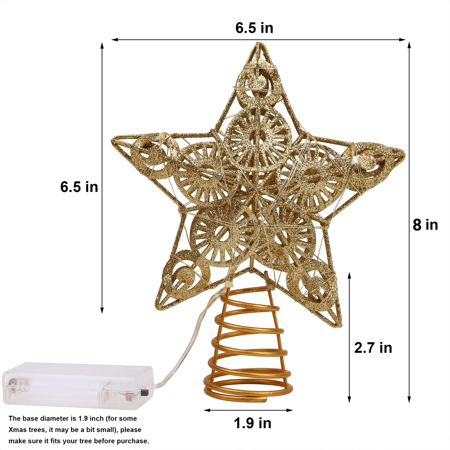 Foto 3 pulgar | Decoración Para Árbol De Navidad Juegoal Star Con 20 Luces Led Doradas - Venta Internacional.