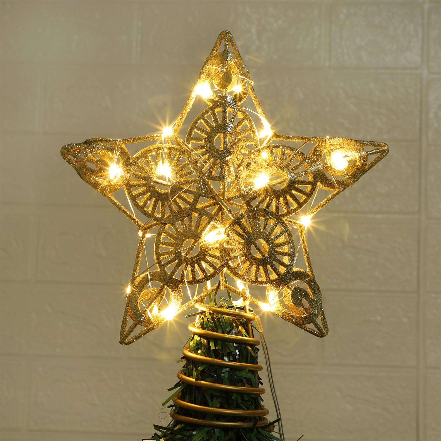 Foto 8 pulgar | Decoración Para Árbol De Navidad Juegoal Star Con 20 Luces Led Doradas - Venta Internacional.