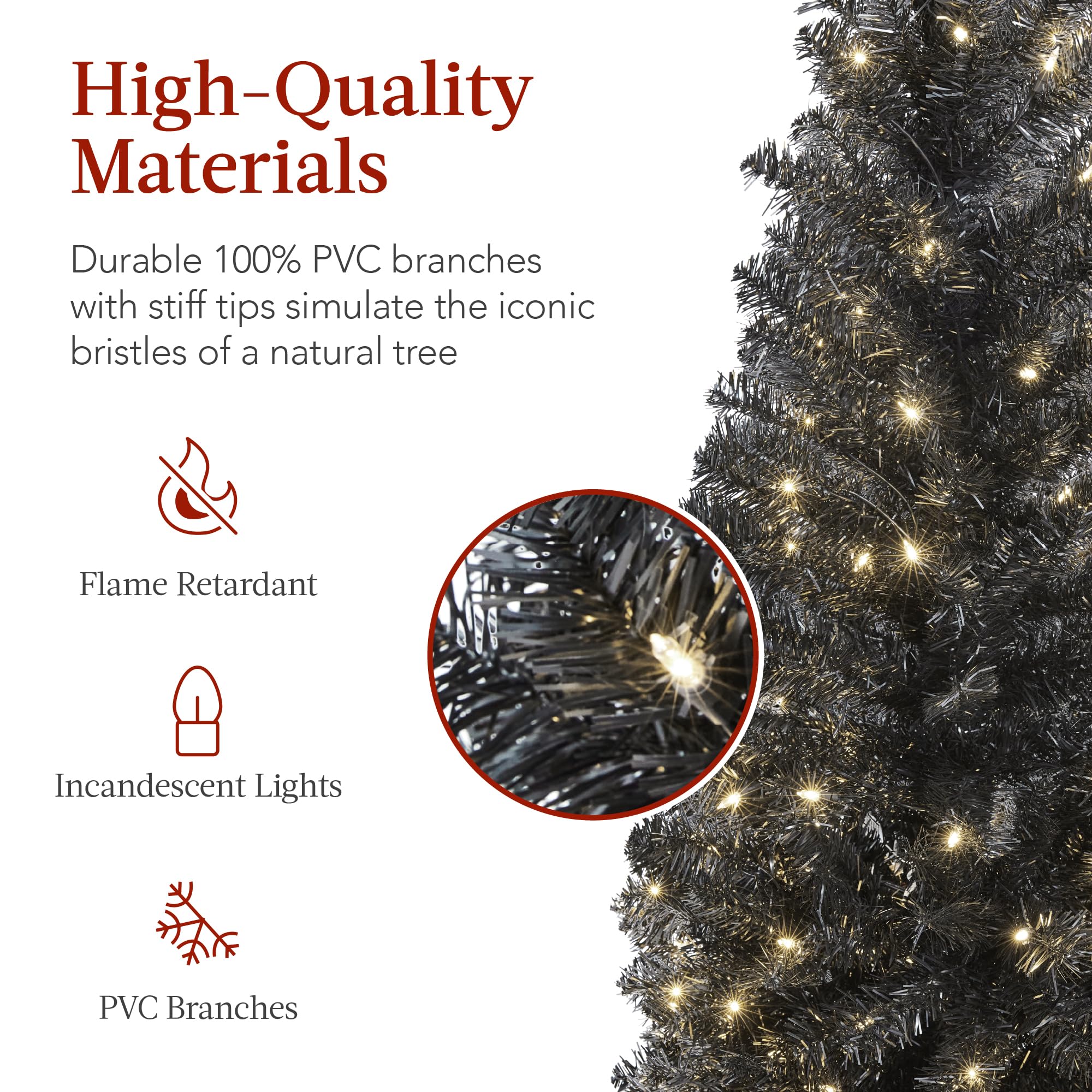 Foto 4 pulgar | Lápiz Negro Preiluminado Christmas Tree Best Choice Products De 9 Pies - Venta Internacional.