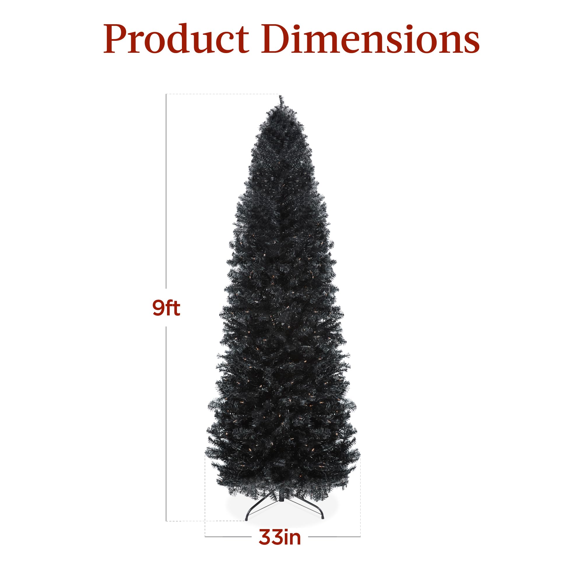 Foto 8 pulgar | Lápiz Negro Preiluminado Christmas Tree Best Choice Products De 9 Pies - Venta Internacional.